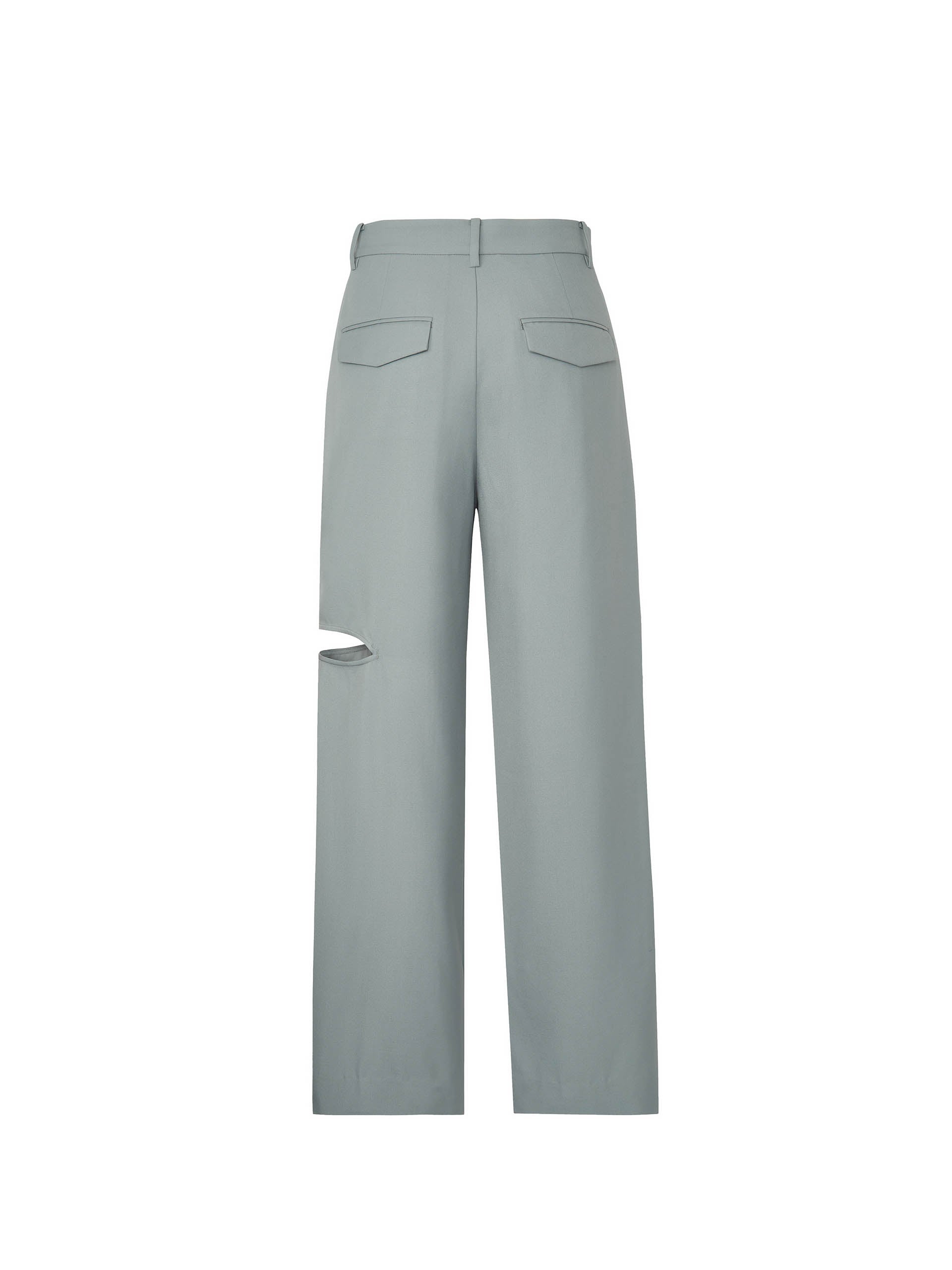 Women's Wool Blend Wide-leg Ripped Suit Pants in Grey