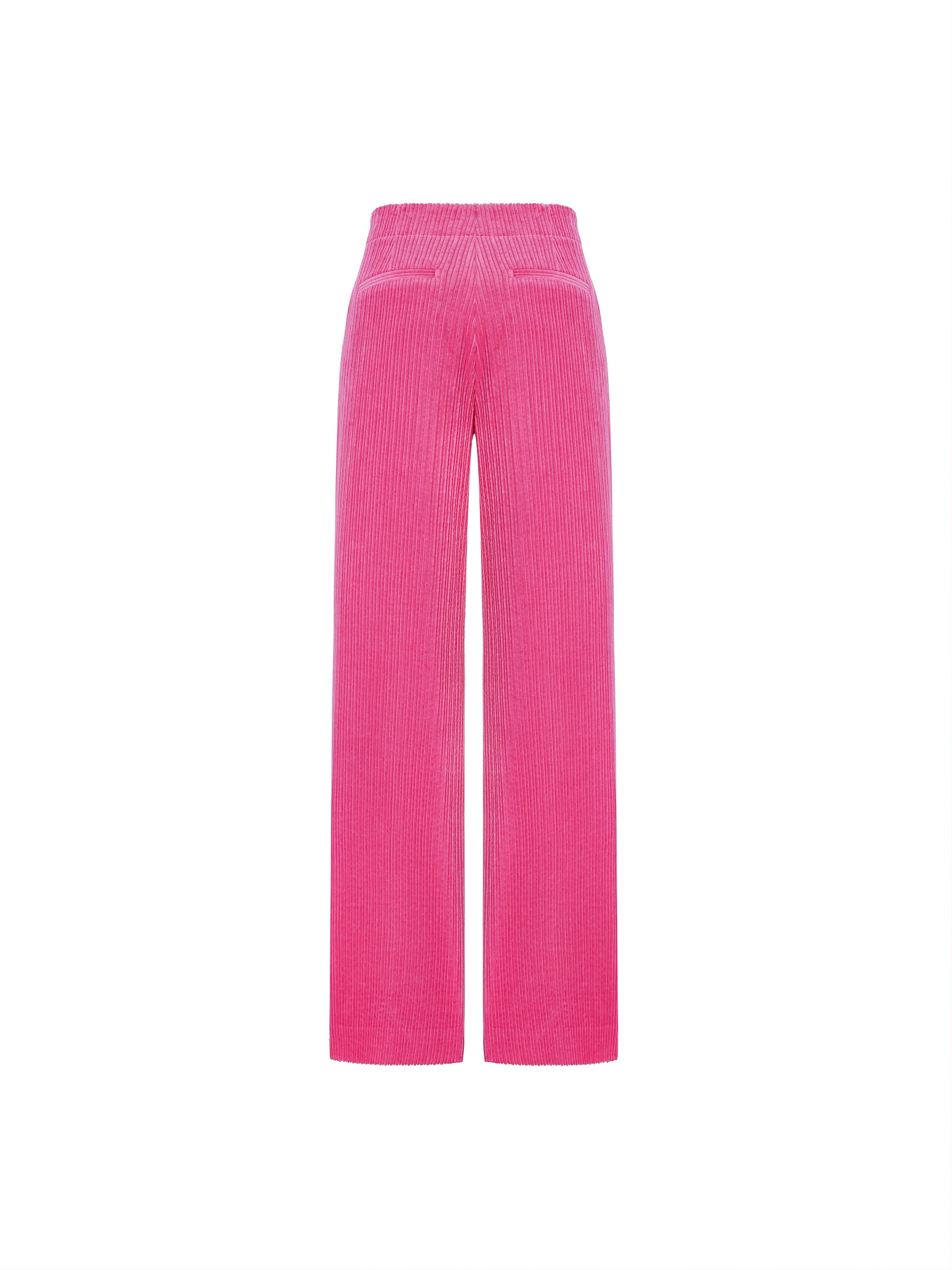 Pink Corduroy Wide-leg Straight Trousers