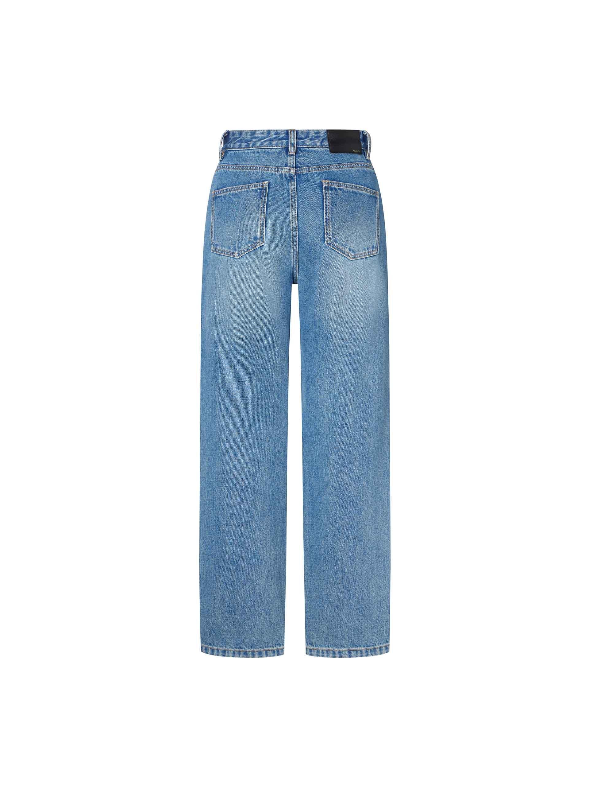 Women's Cotton Ripped Straight Blue Jeans