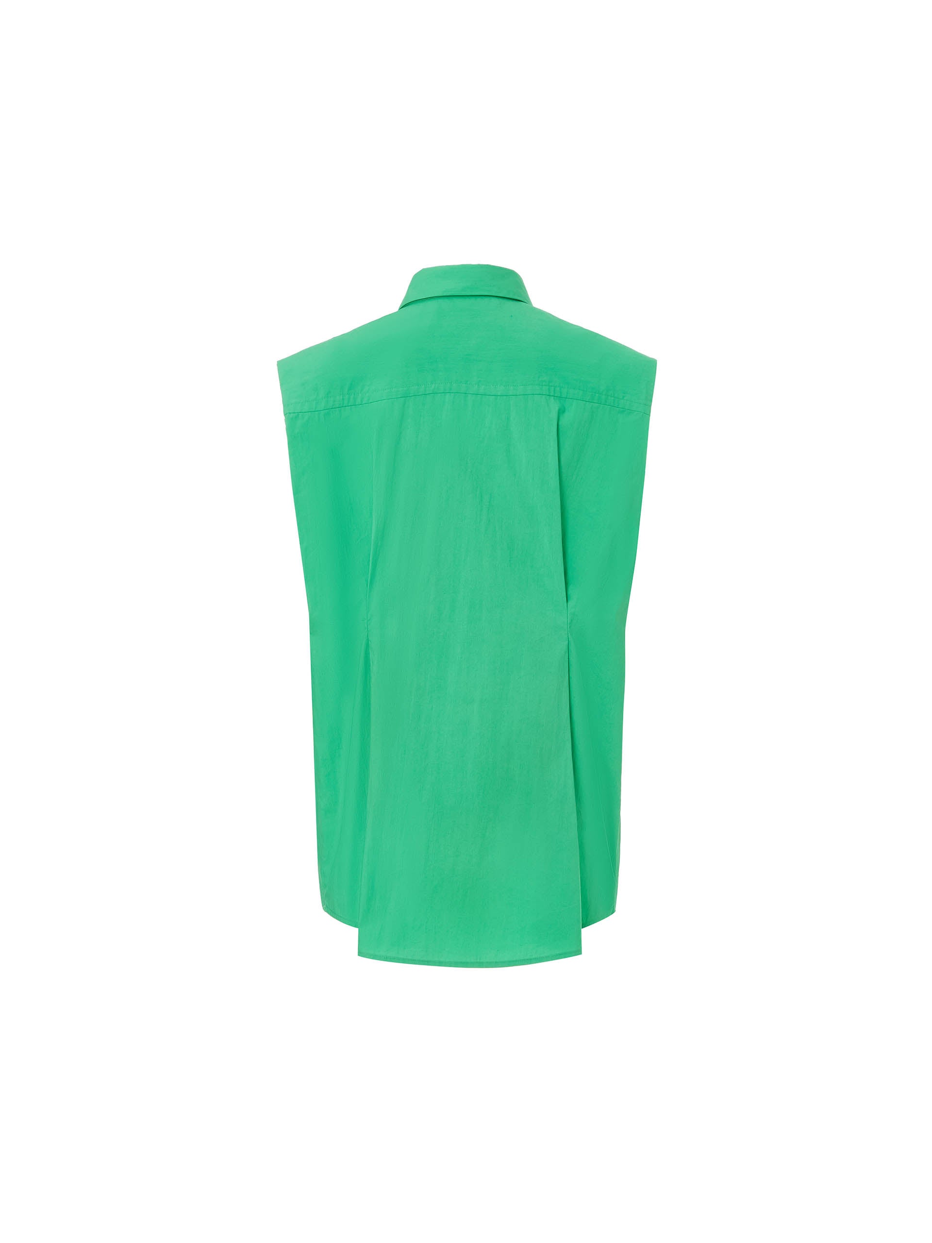 Women's Sleeveless Cotton Shirt with Tie in Green