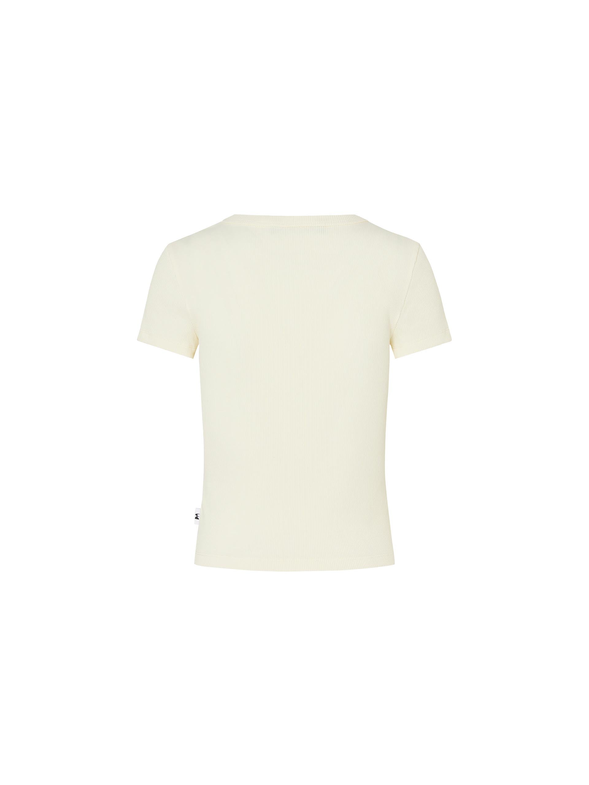 MO&Co. Women's Cropped Slim Fit Short Sleeves T-shirt in Beige