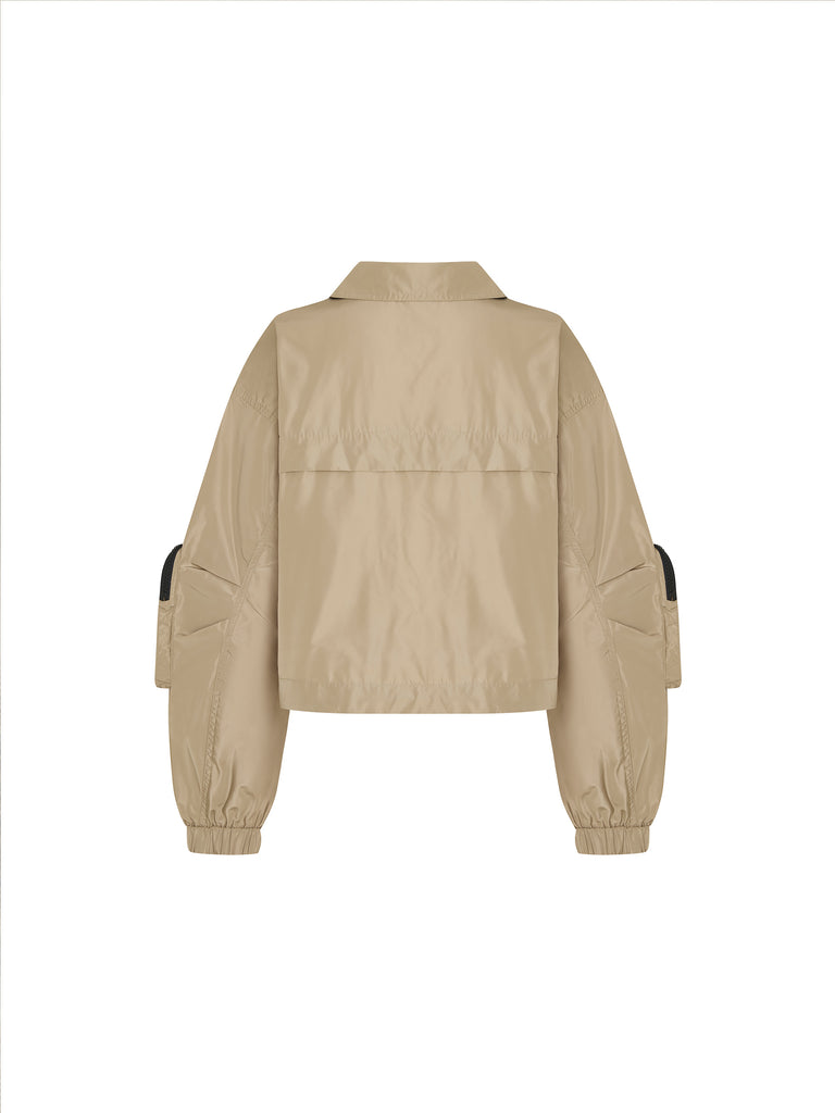 Athleisure Cropped Gorpcore Jacket in Olive