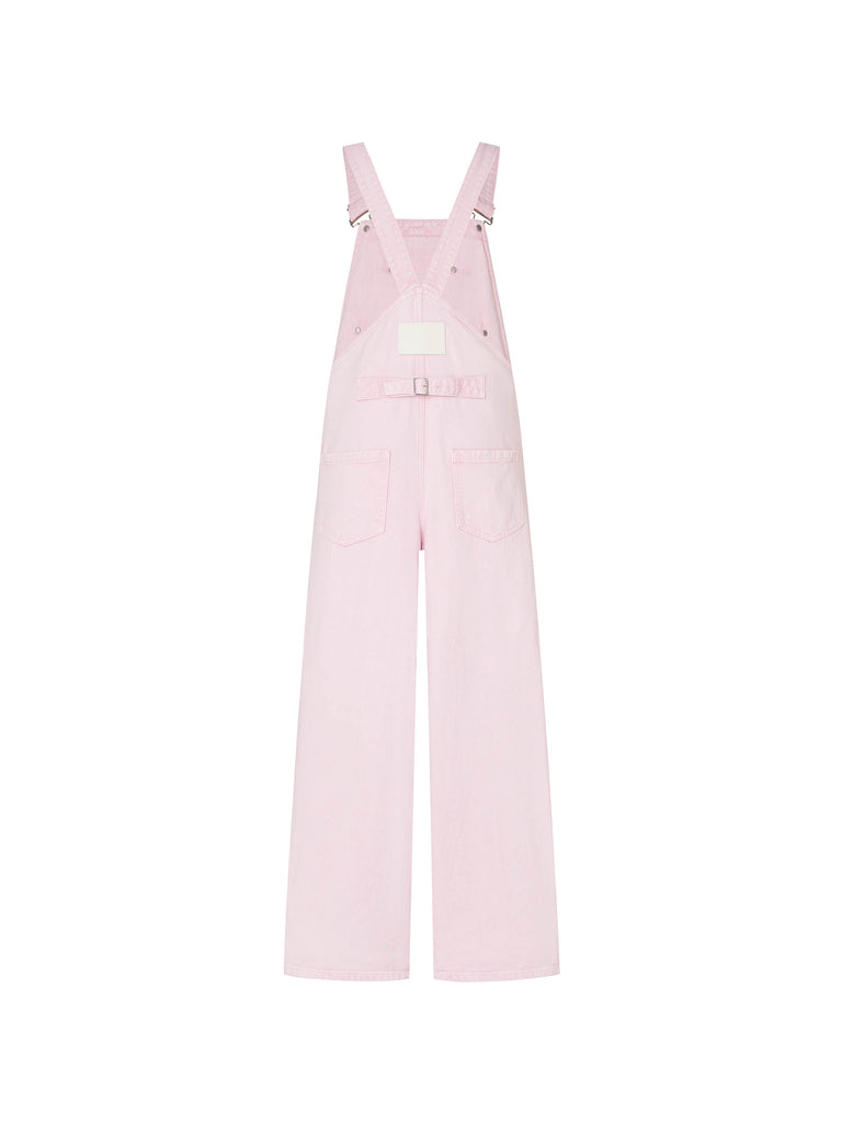 MO&Co. Women's Cargo Light Pink Denim Jumpsuit with Wide-leg and Full length