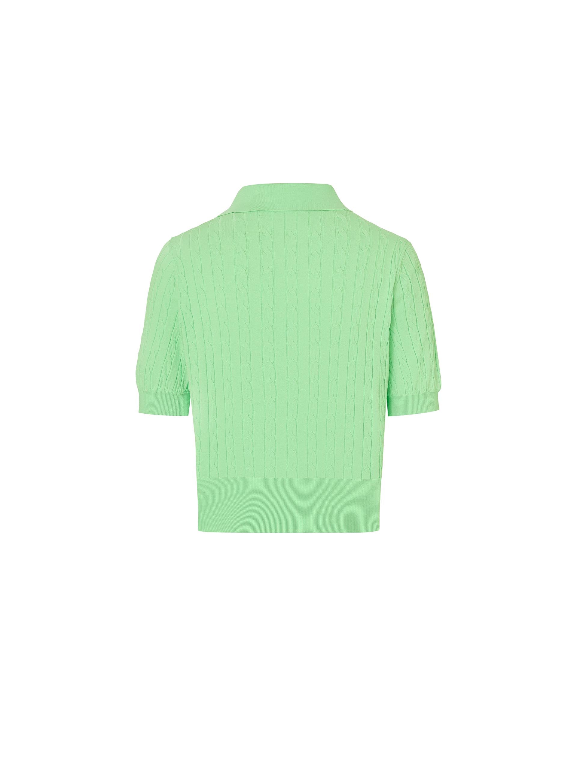 MO&Co. Women's Cable Knit Cropped Top Polo in Green