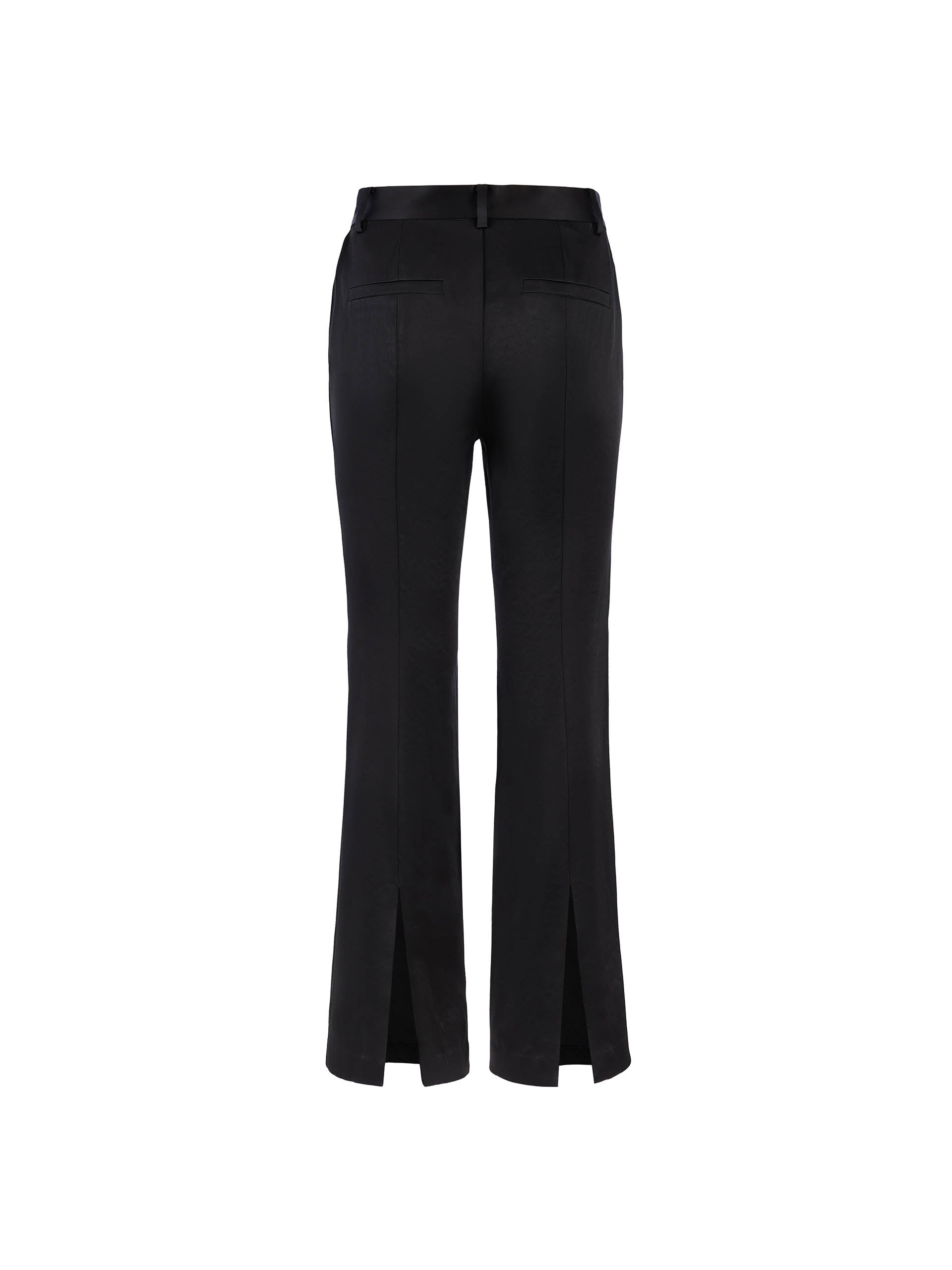 MO&Co. Women's Back Slit Slim-fit and Flared Black Suit Pants