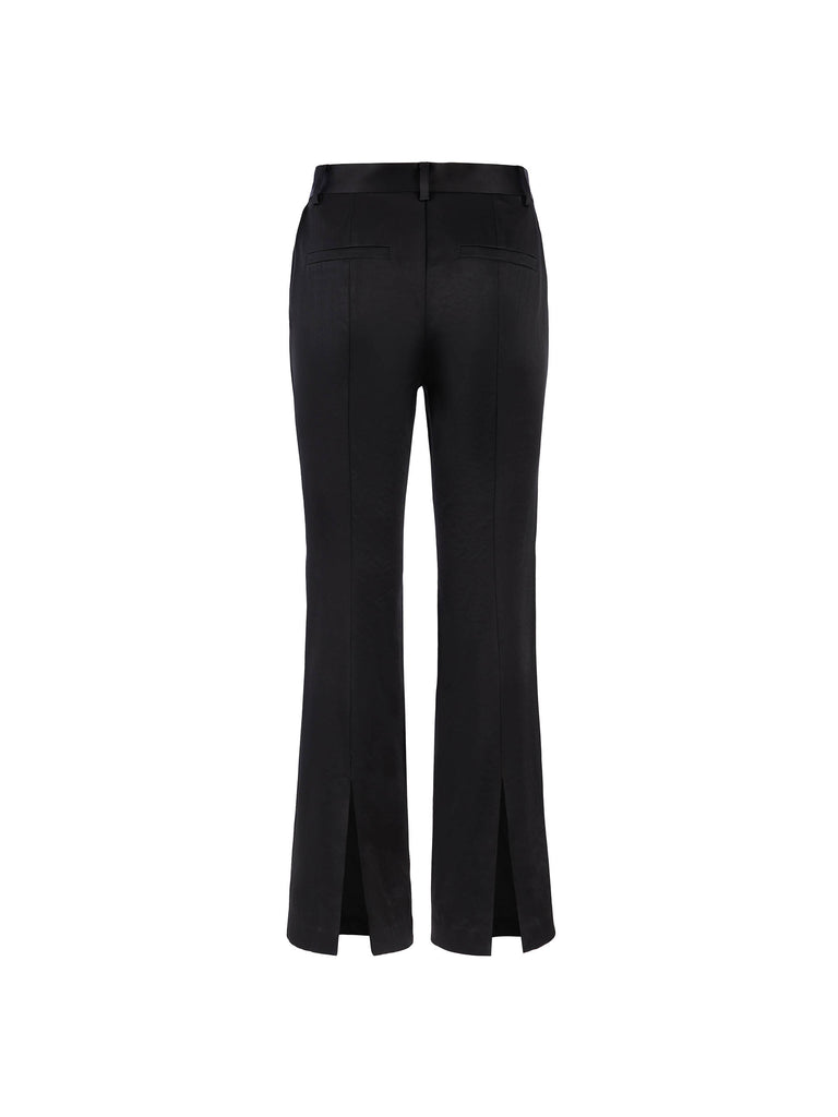 MO&Co. Women's Back Slit Slim-fit and Flared Black Suit Pants