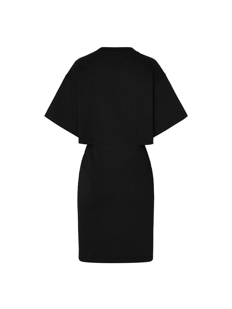 MO&Co. Women's Letter Printed Waist Detail Black Mini Dress for Summer
