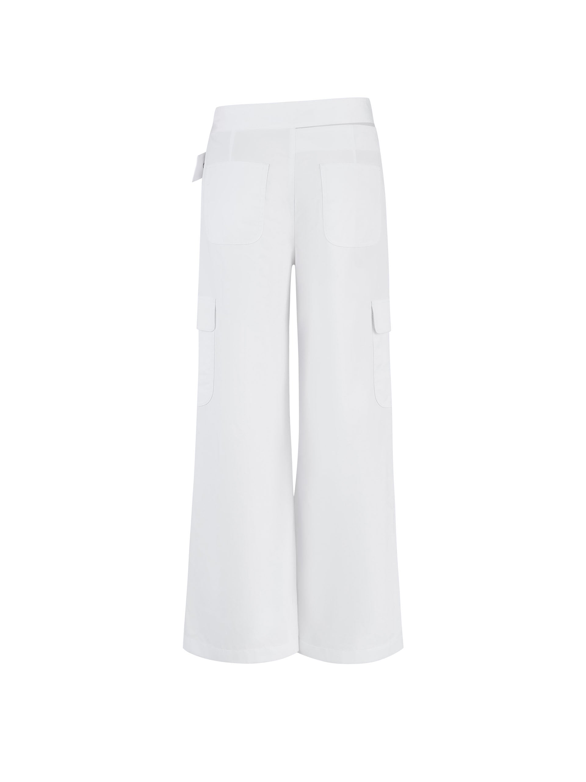 MO&Co. Women's Crossover Waistband Casual Cargo Pants for Summer in White