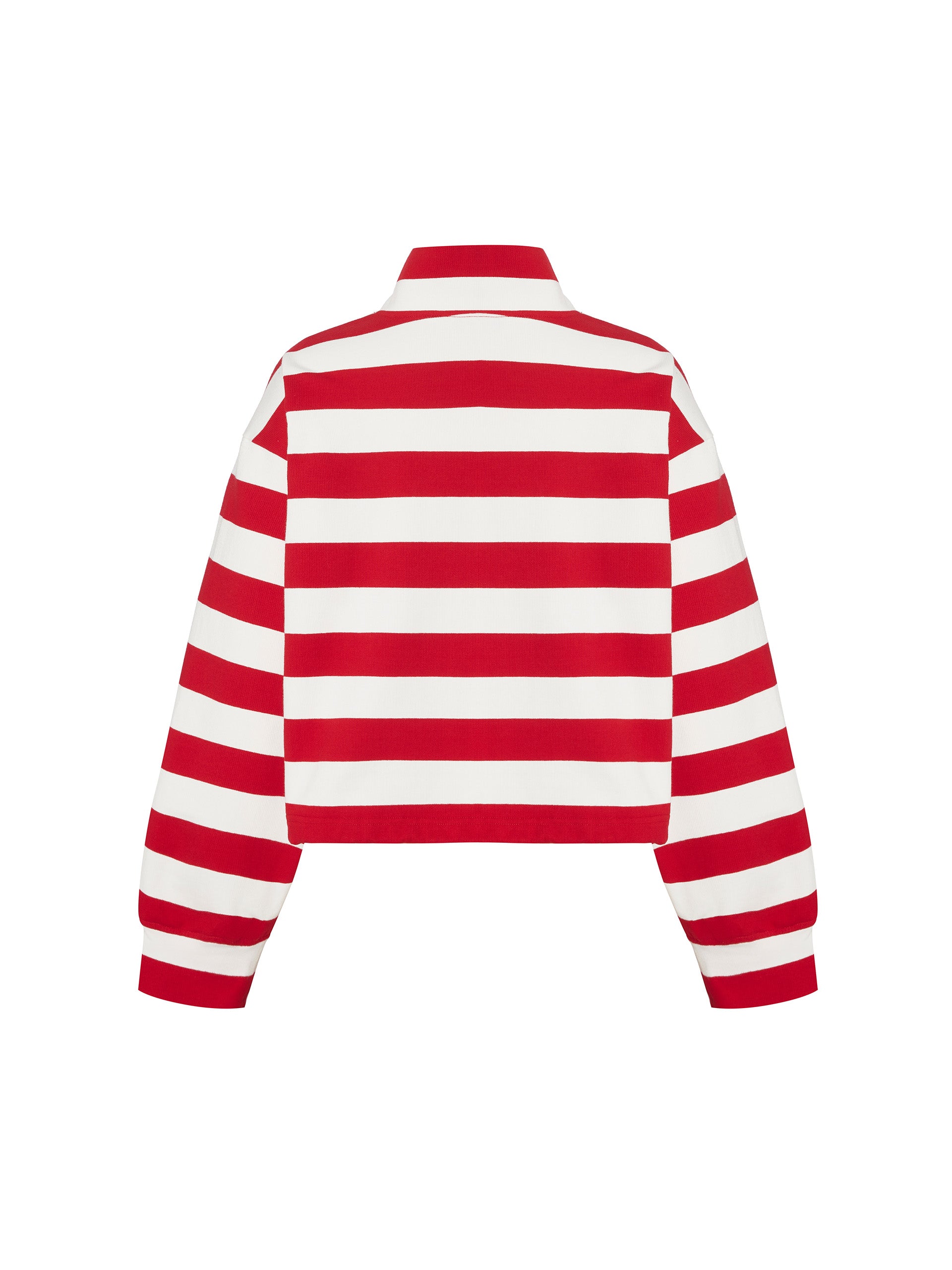 Red Striped Logo Cotton Athleisure Long Sleeves Top