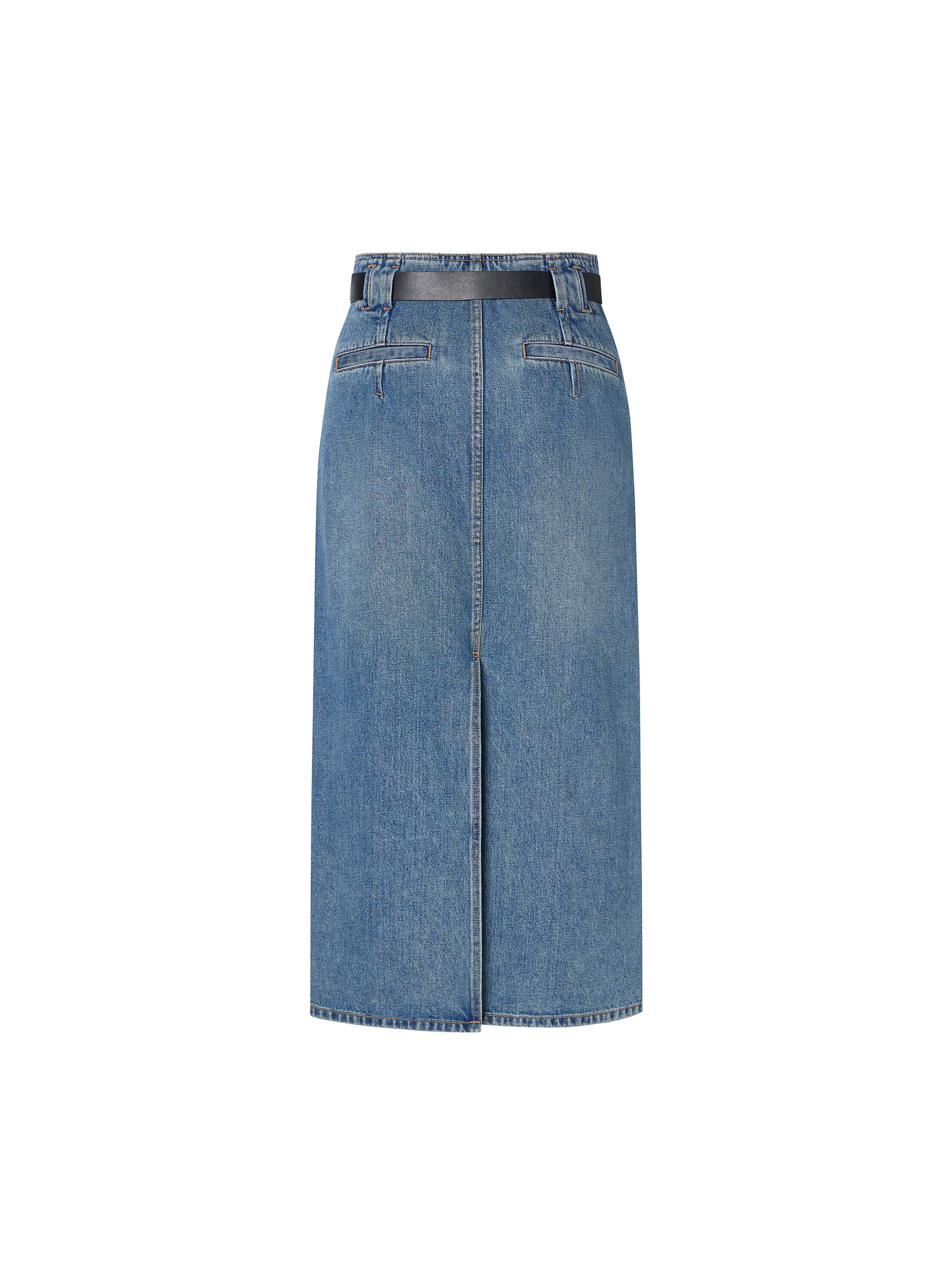 Slit Detailed Midi Denim Skirt