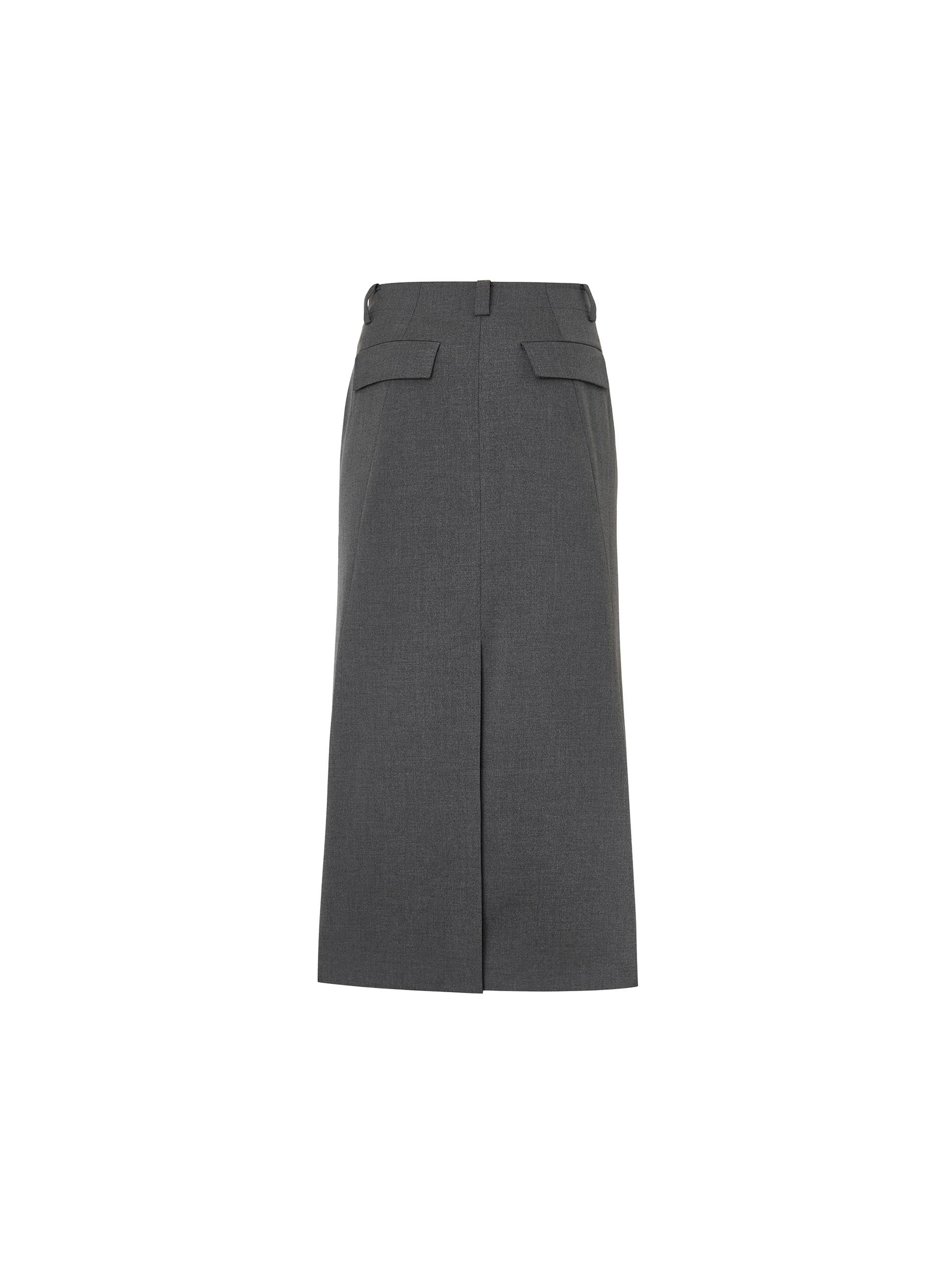 MO&Co. Women's Back Slit Mid-rise Maxi Skirt in Grey