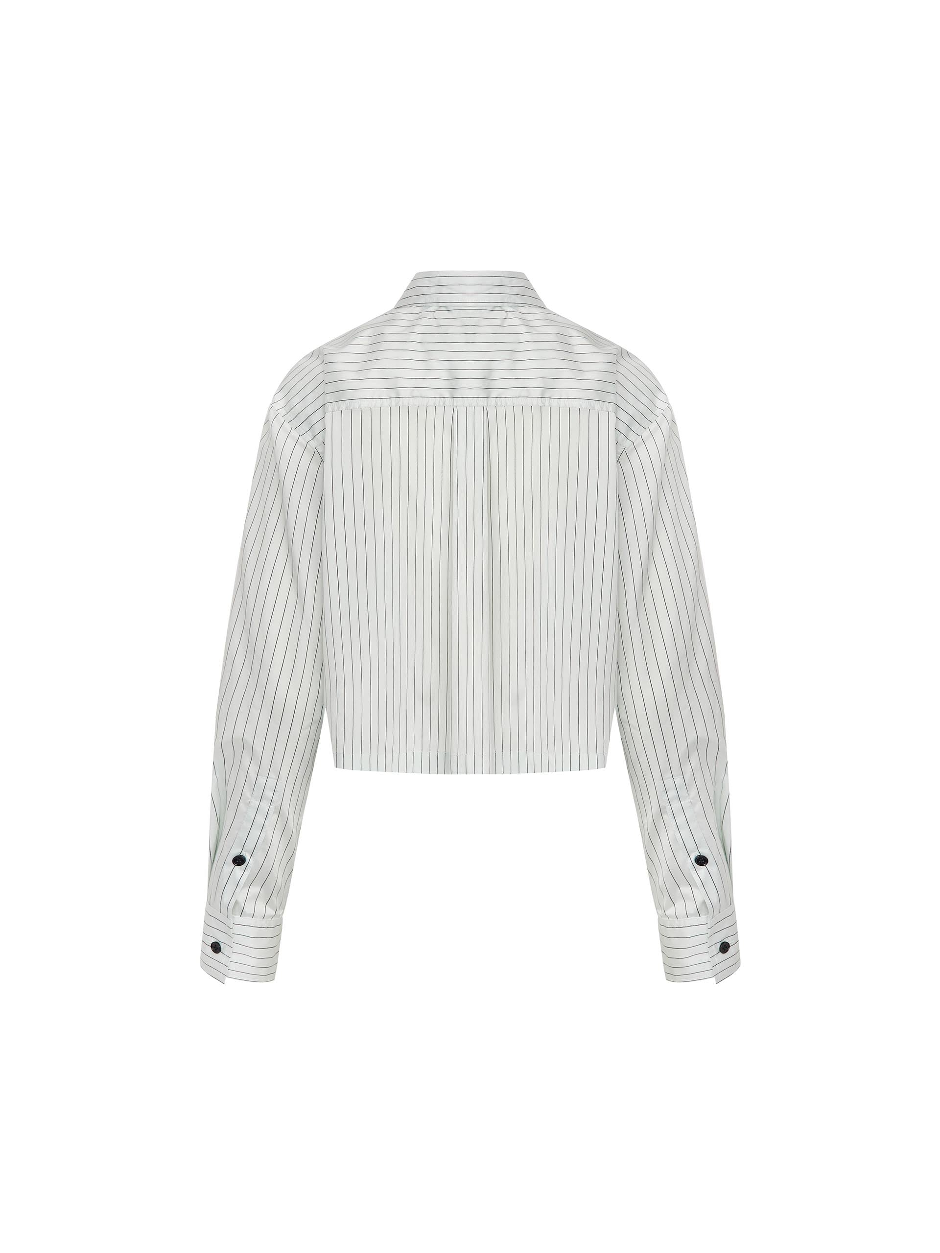 Women's Silk Blend Boxy Fit Striped Shirt in White