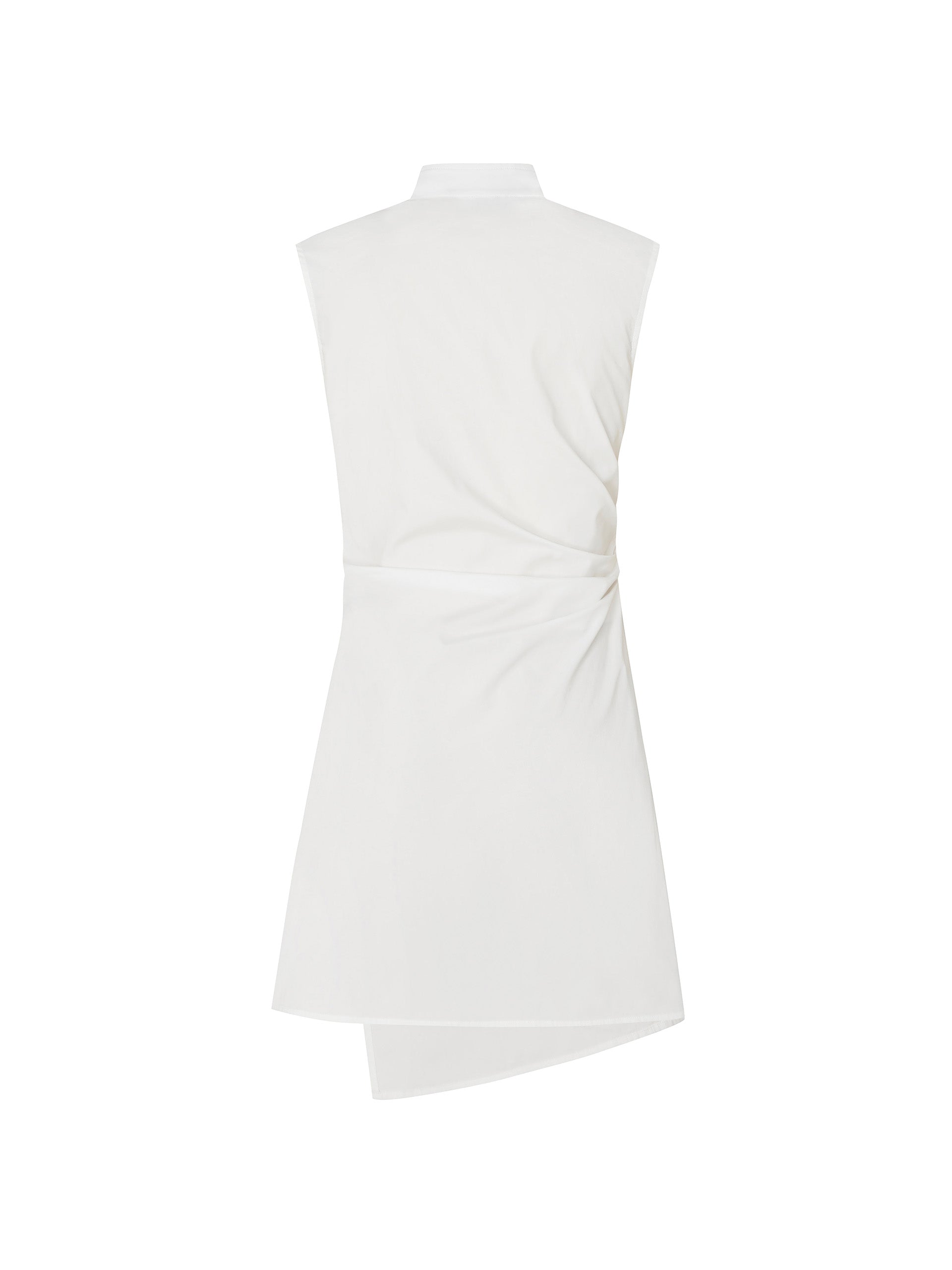 Women's Pleated Slit Oriental Style Sleeveless Top in White