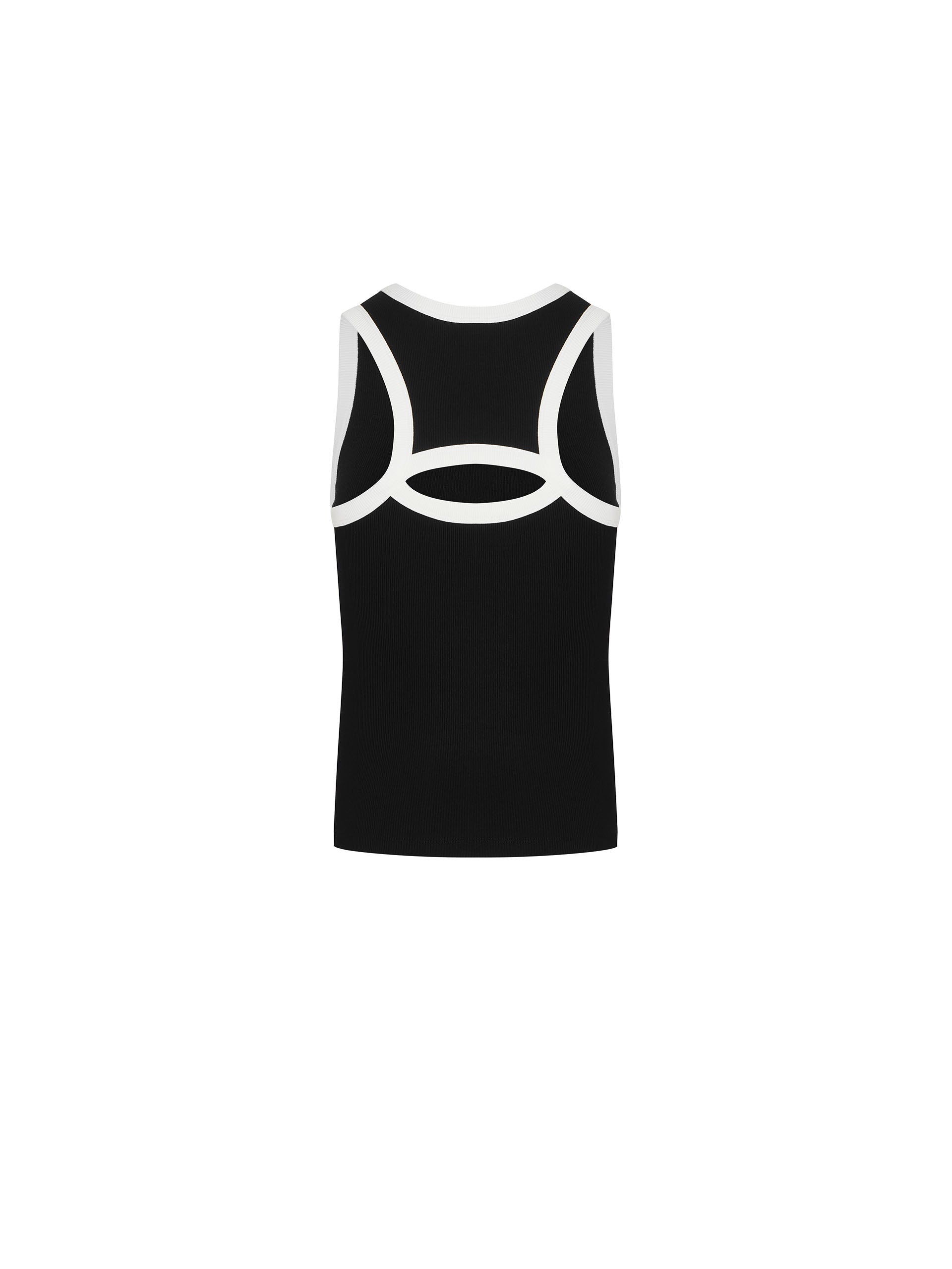 MO&Co. Women's Cutout Back Slim Fit Tank Top in Black