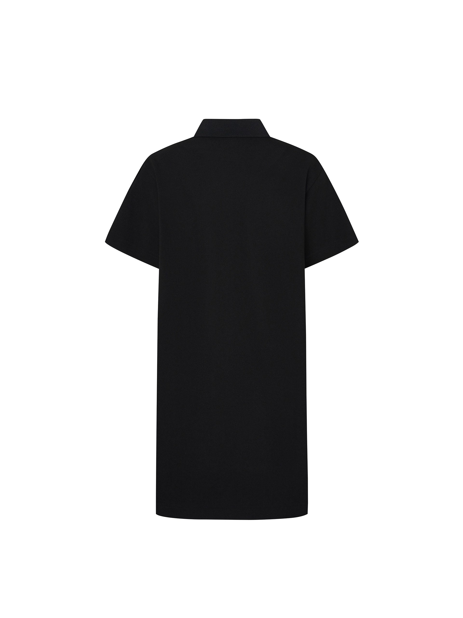 Women's Polo Collar Black Casual Cotton Dress