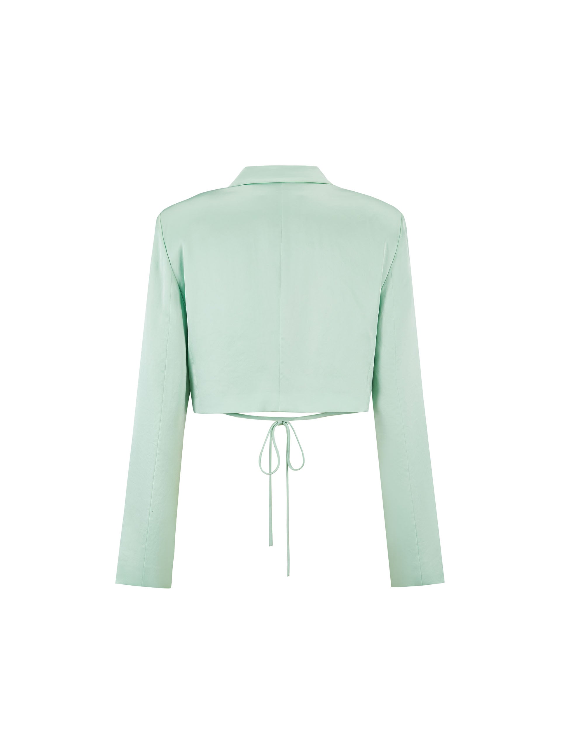 MO&Co. Women's Strap Details Satin Cropped Blazer in Mint