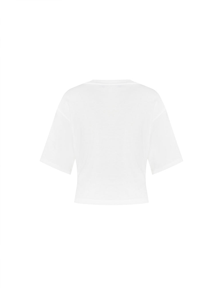 MO&Co. Women's Cutout Front Wrap Cropped T-shirt for Summer  in White
