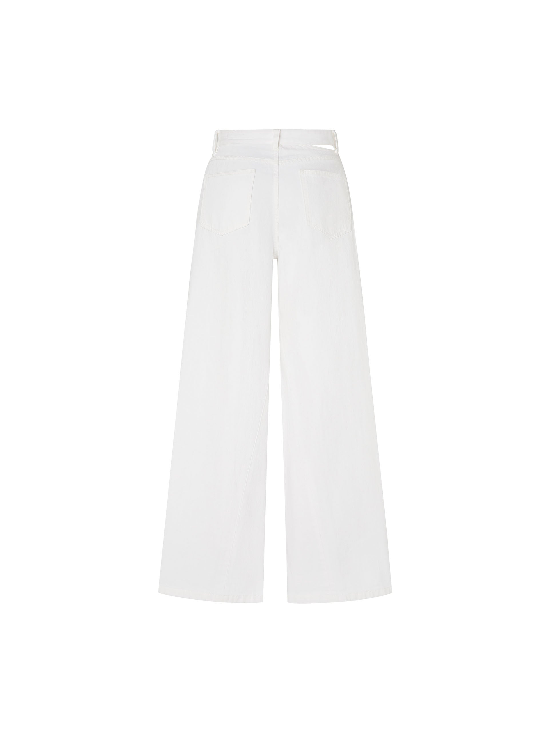 Women's Deconstructed Waistband High-rise White Cotton Jeans