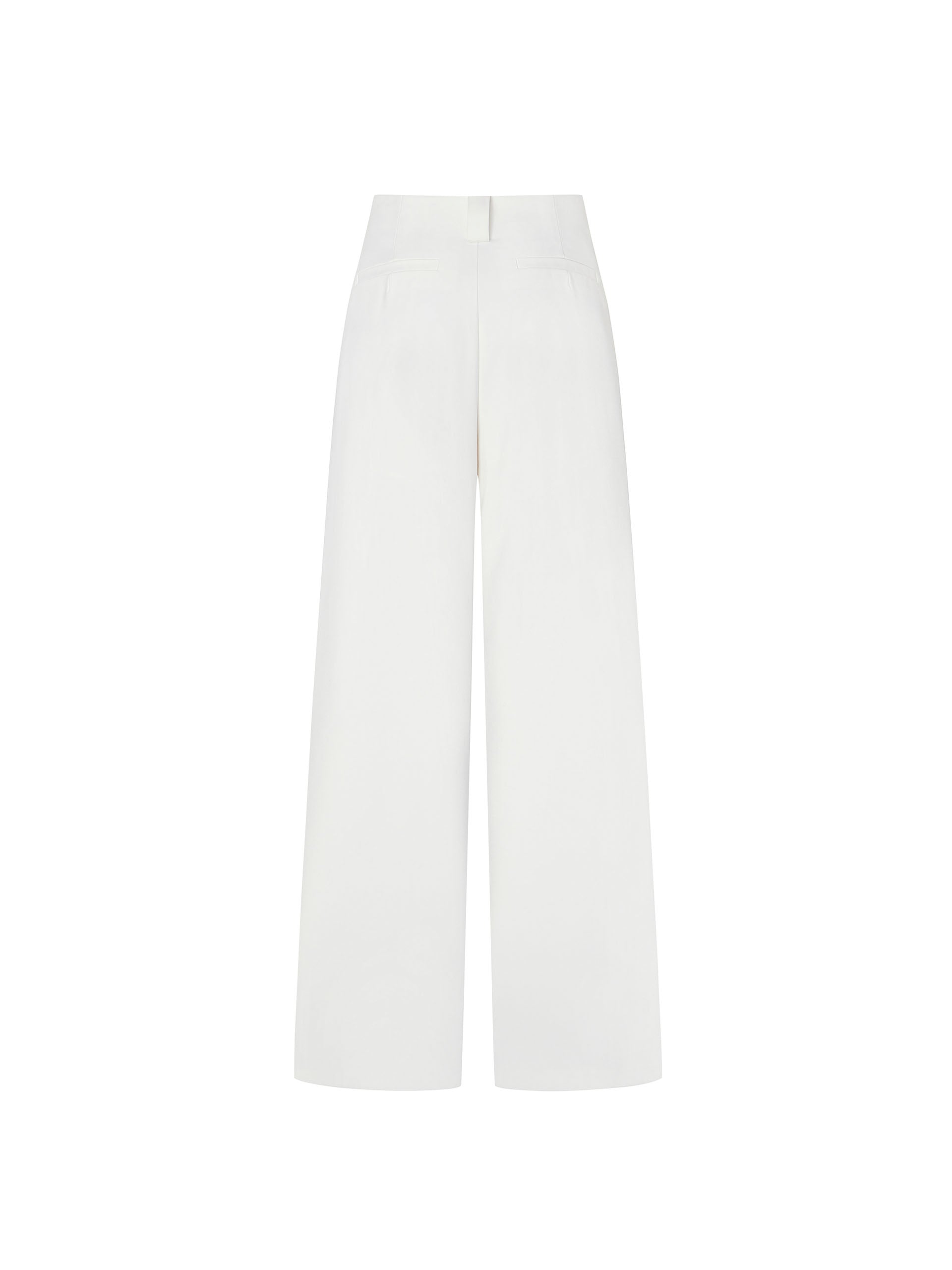 MO&Co. Women's Mid-rise Pleated Suit Pants in White. Cut with a wide, straight leg and pleats on the front, these chic pants have a zipper and hook closure, plus belt loops for an extra polished look.