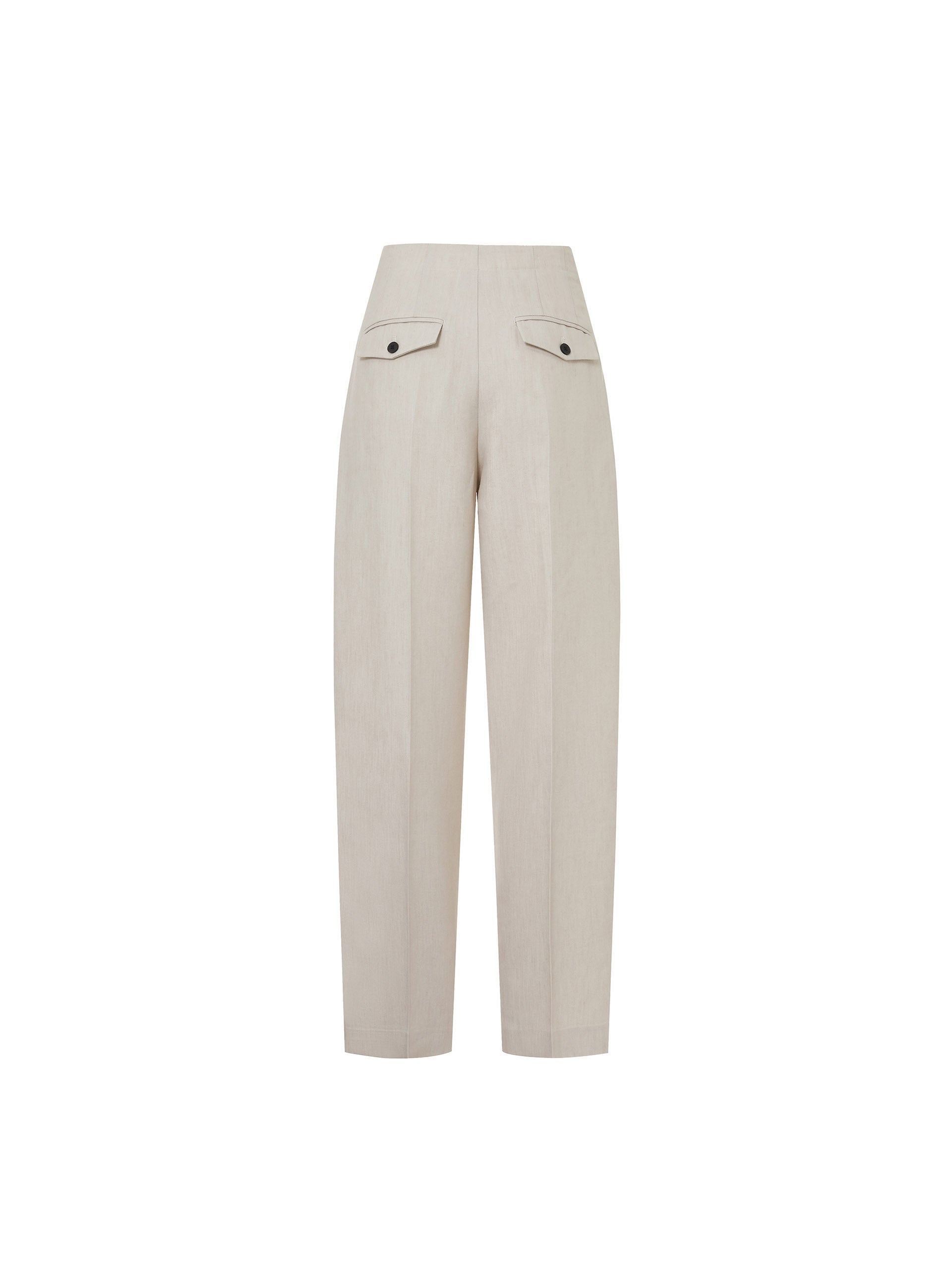 Women's Linen Blend High-rise Wide Leg Suit Pants in Beige