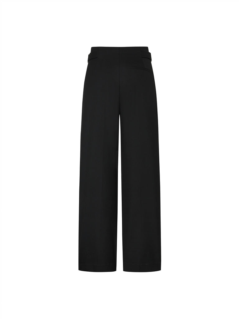 Metal Waistband Front pleated Black Suit Pants