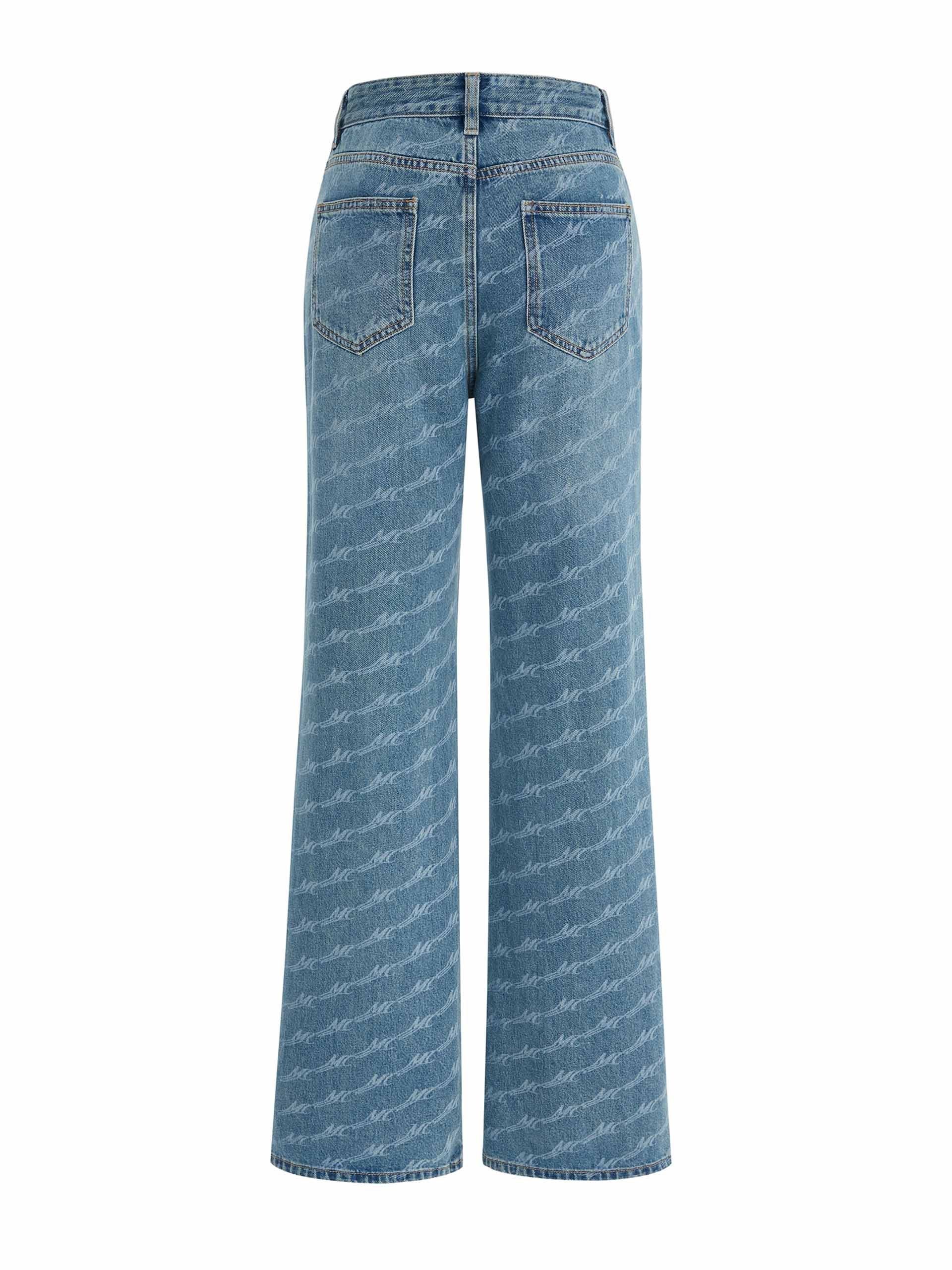 MO&Co. Women's Seam Details Monogram Straight Leg Jeans