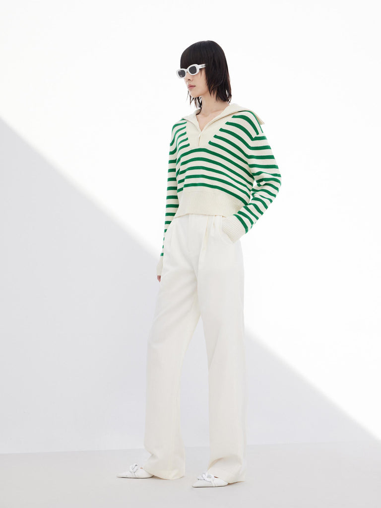 Tailored Straight Wide-leg Suit Pants in White