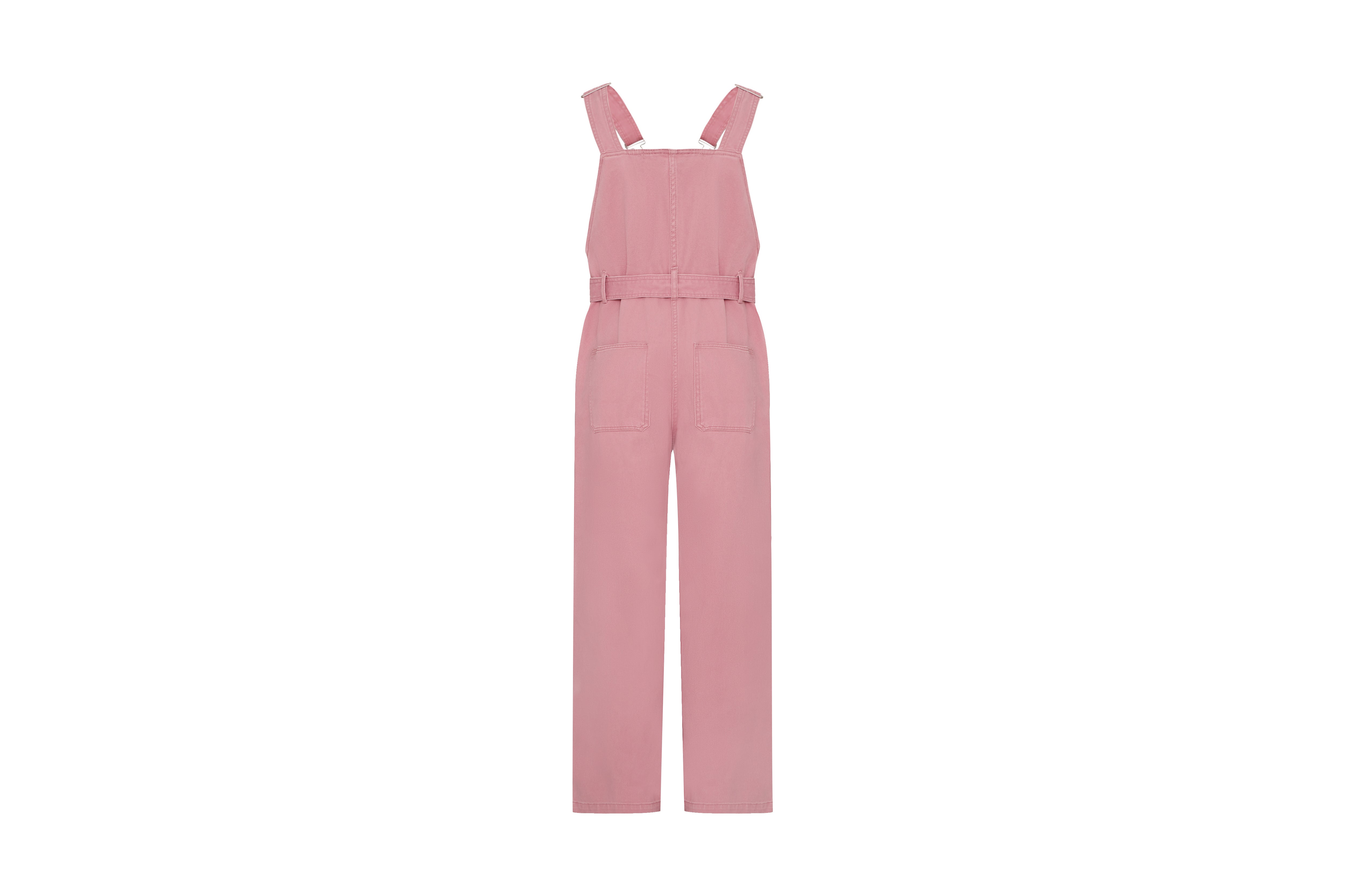 MO&Co. Women's Cotton Cargo Jumpsuit with Belt in Pink