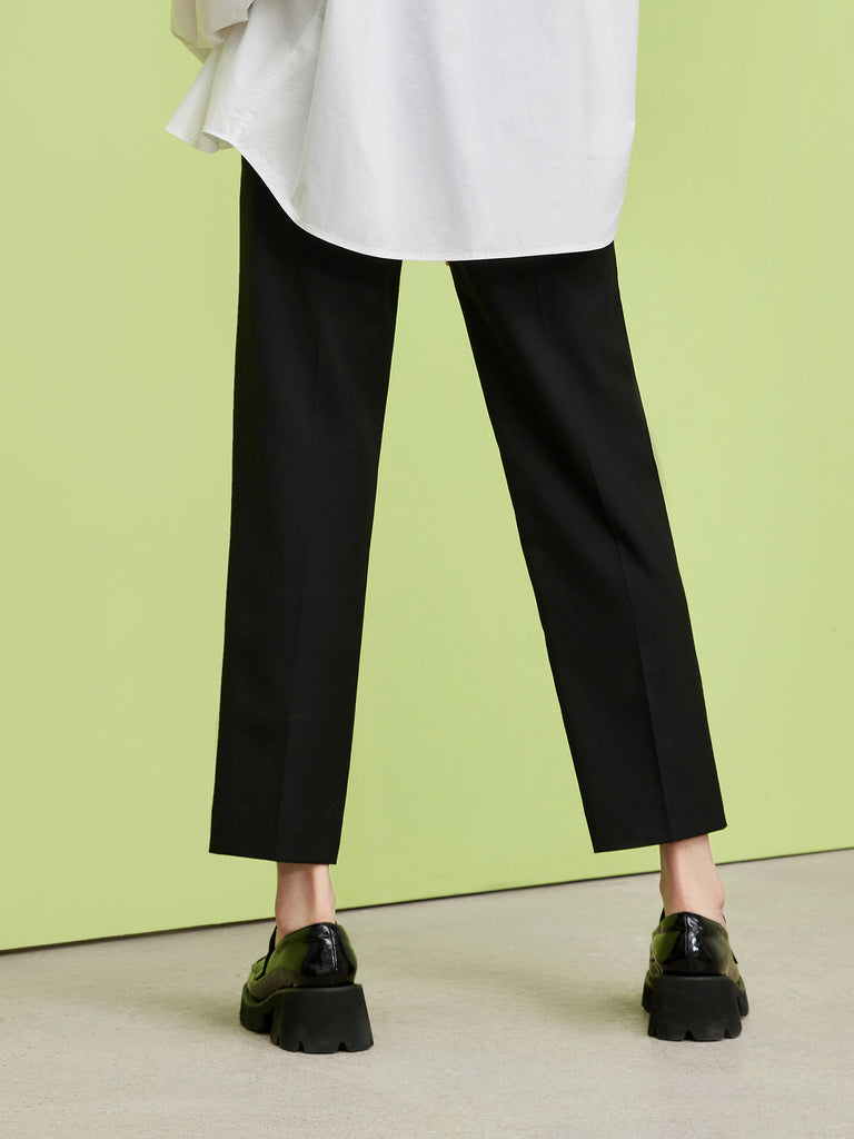 MO&Co. Women's Wool Blend Suit Pants Loose Chic Stylish Pants Women