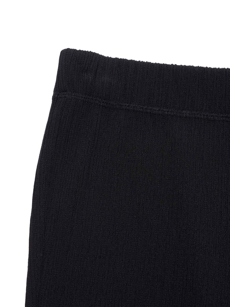 Women's Elasticated High Rise Textured Causal Black Pants