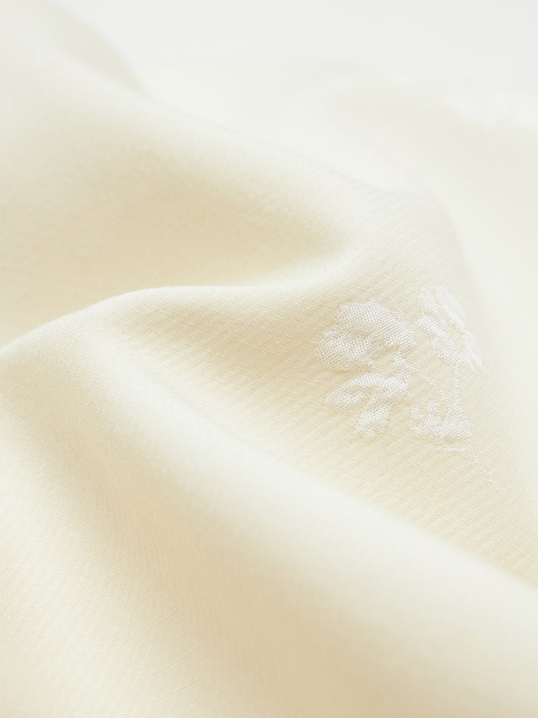 Vanilla Beige Floral Jacquard Cropped Jacket