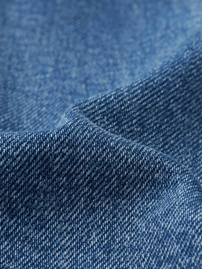 Women's Front Slit Blue Mid-rise Straight Jeans
