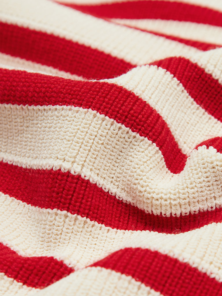 Wool Blend Oversize Red Striped Causal Sweater