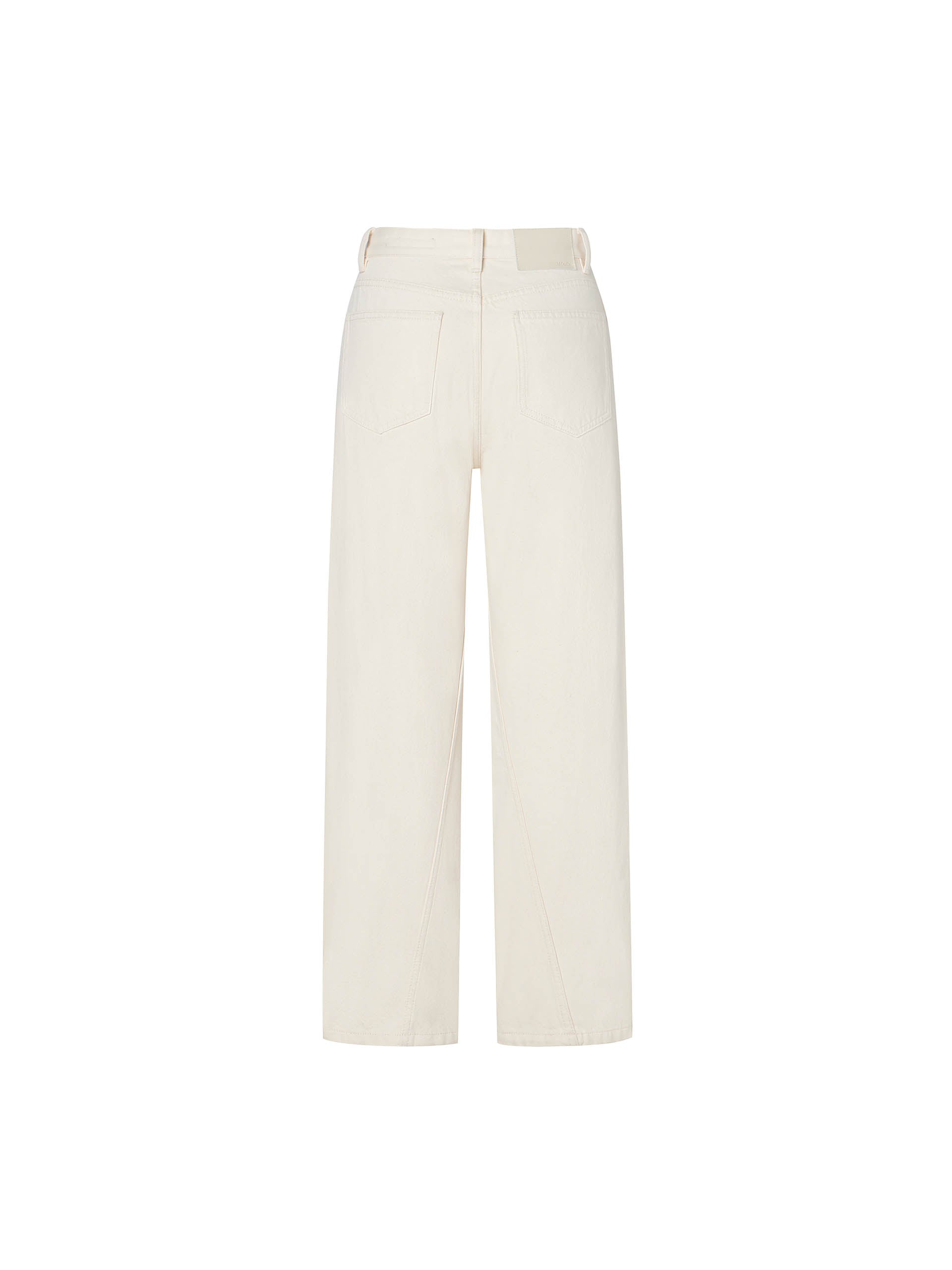 Women's Slanted Seam Details Mid-rise Straight Jeans in Beige