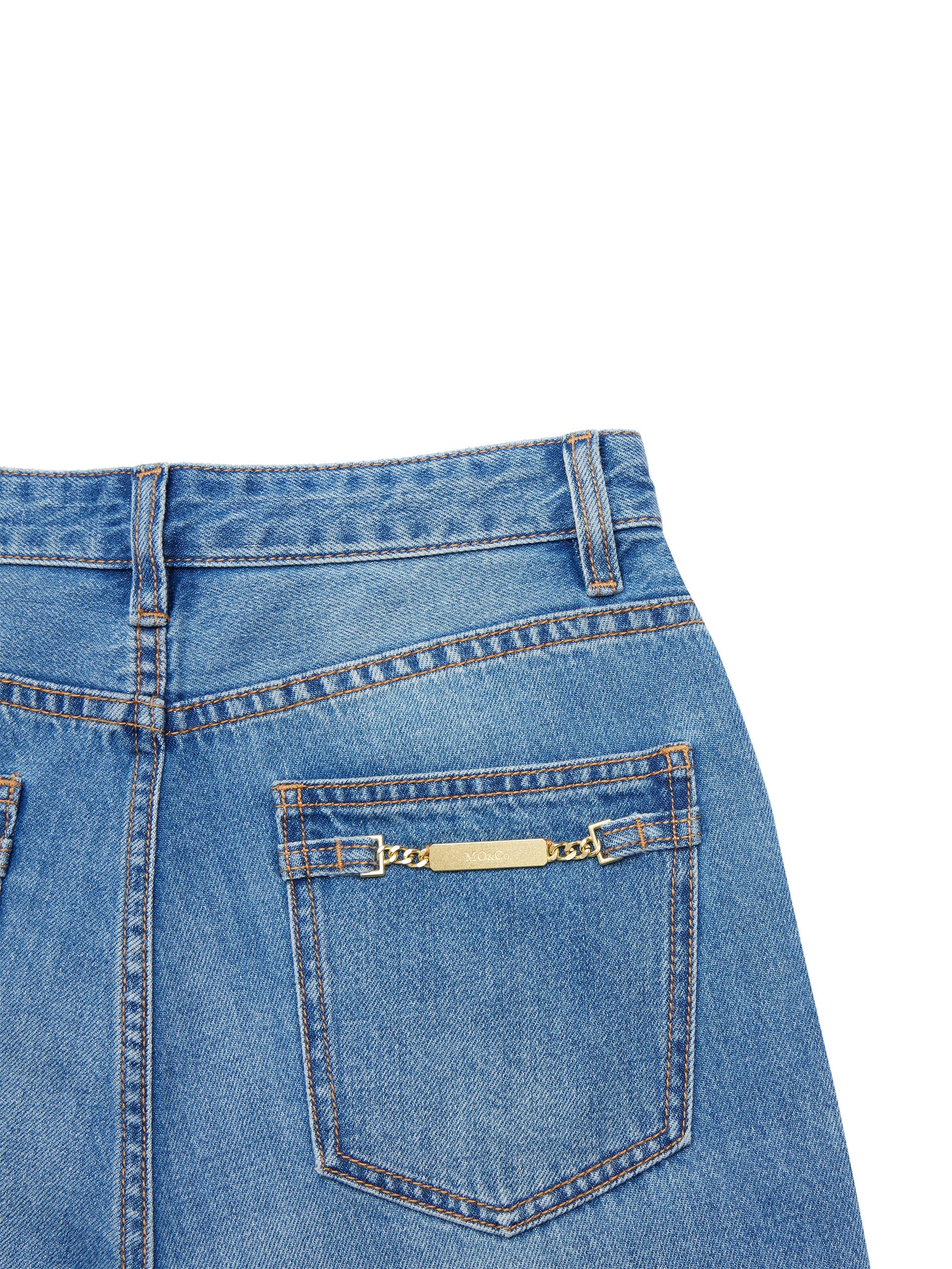 Straight Cotton Tapered High Waist Blue Jeans