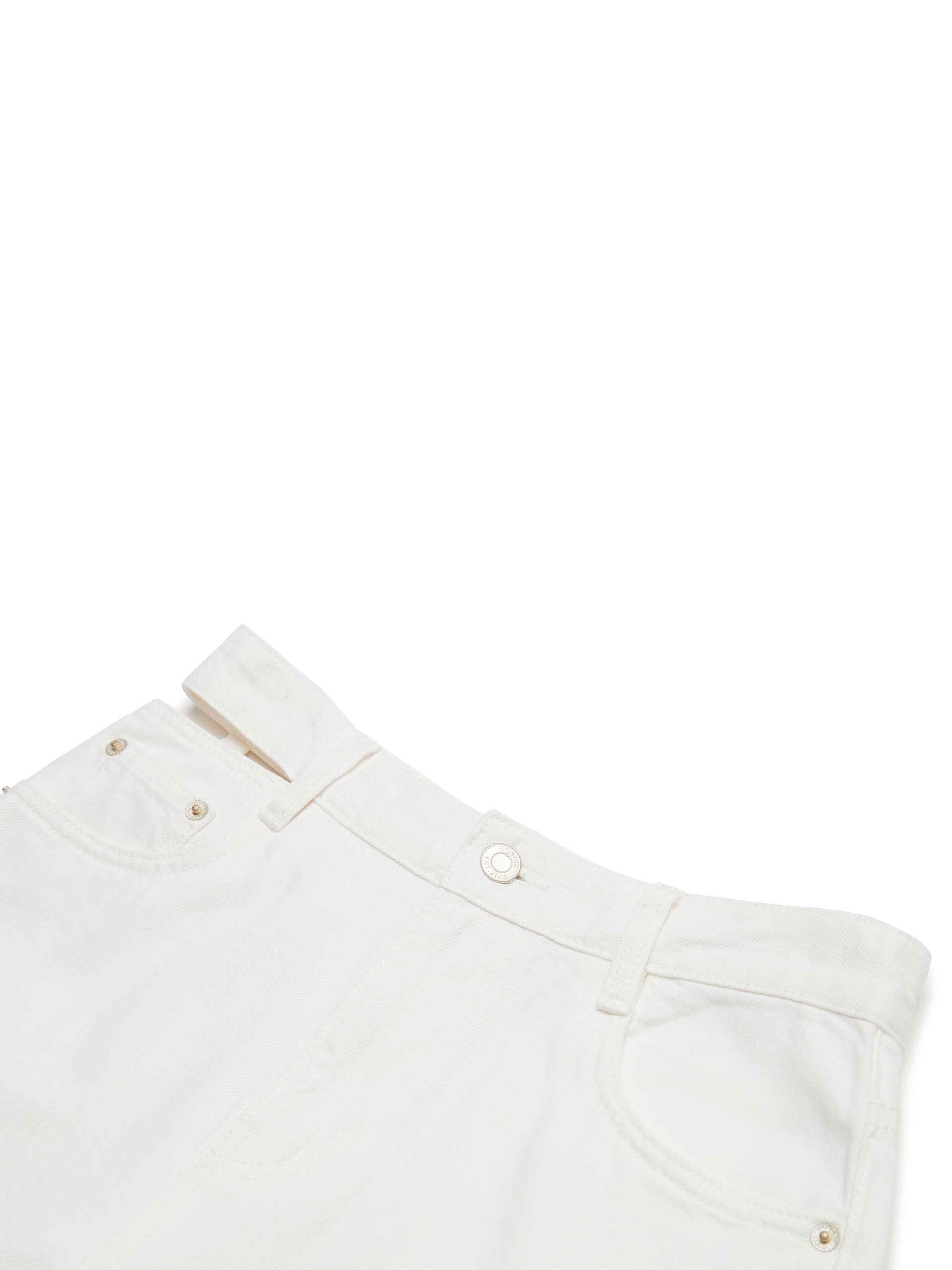 Women's Deconstructed Waistband High-rise White Cotton Jeans