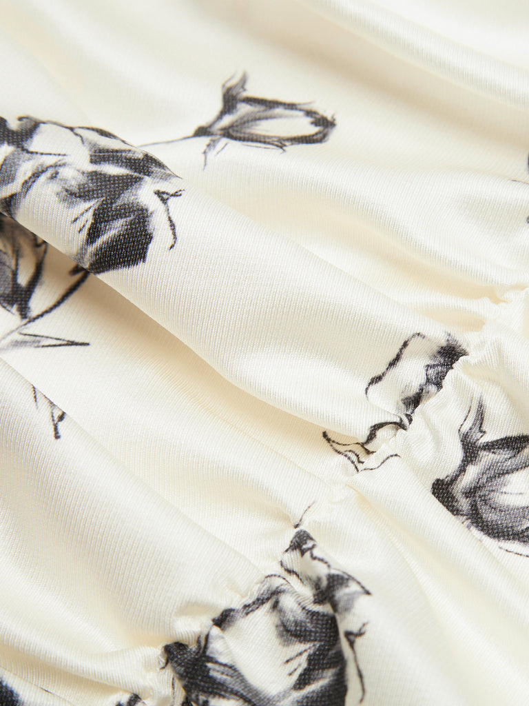 Draped Details Silk-blend Floral Print Cami Top