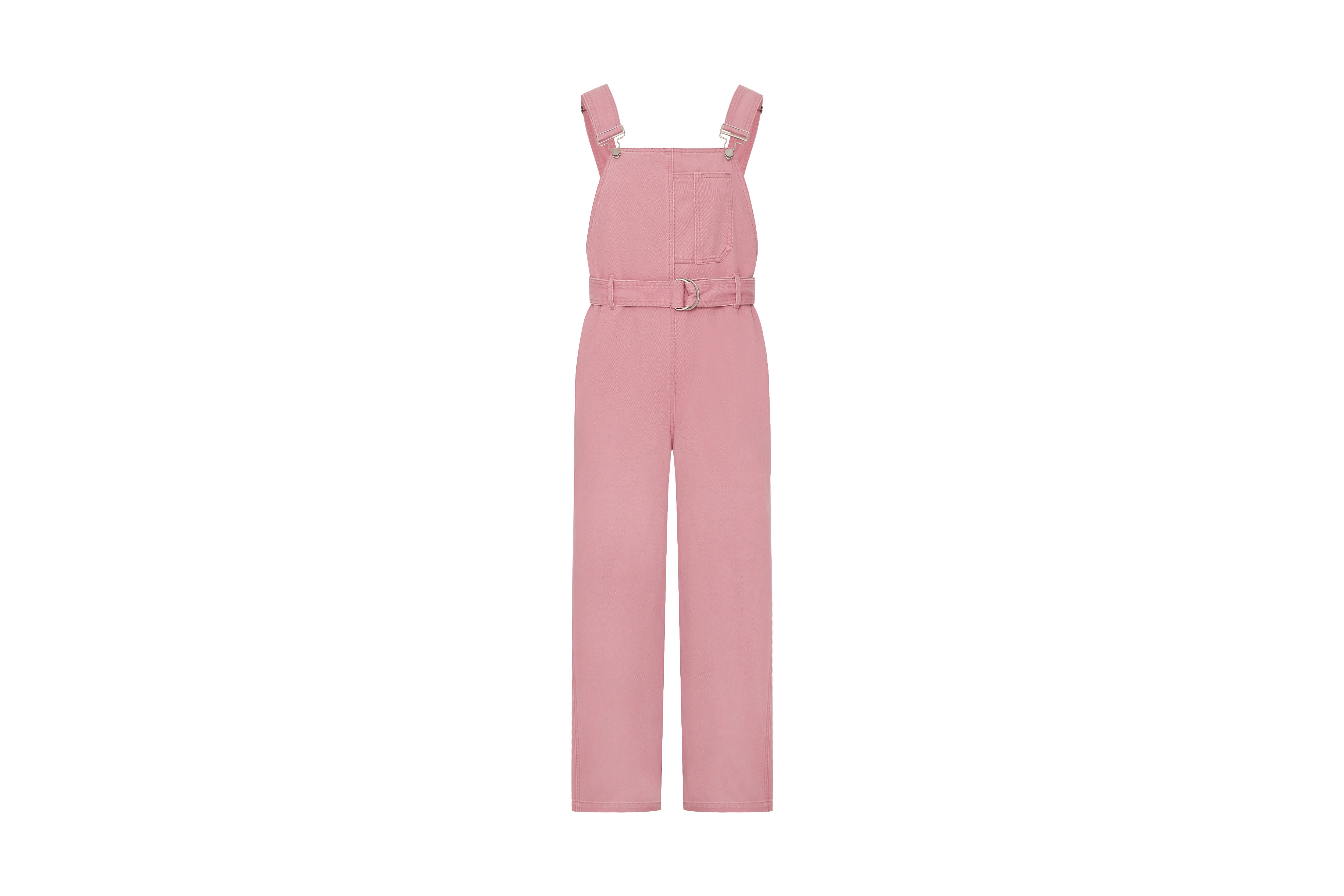 MO&Co. Women's Cotton Cargo Jumpsuit with Belt in Pink