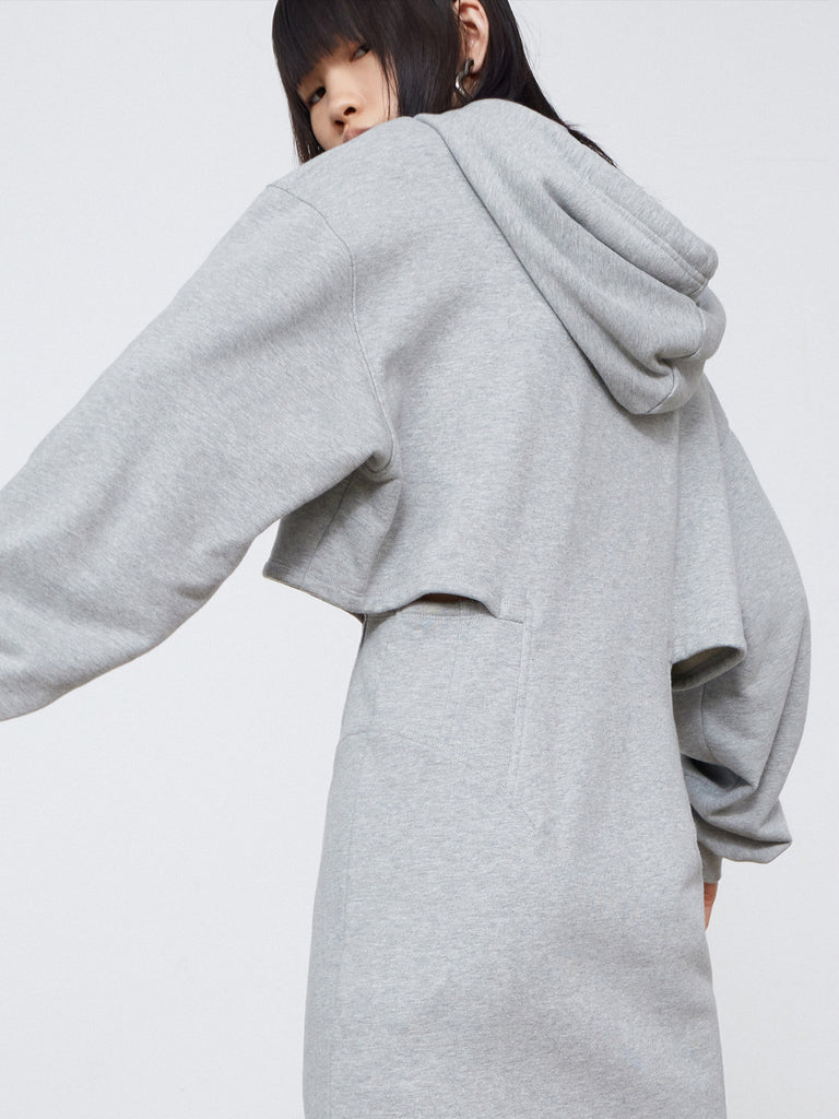 MO&Co. Women's Cutout Hooded Sweatshirt Dress Loose Casual Dress Long Summer