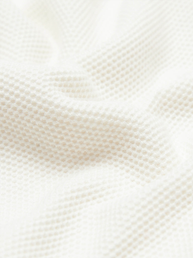 Cutout Waist Causal Cotton Mini Dress with Polo Collar in White