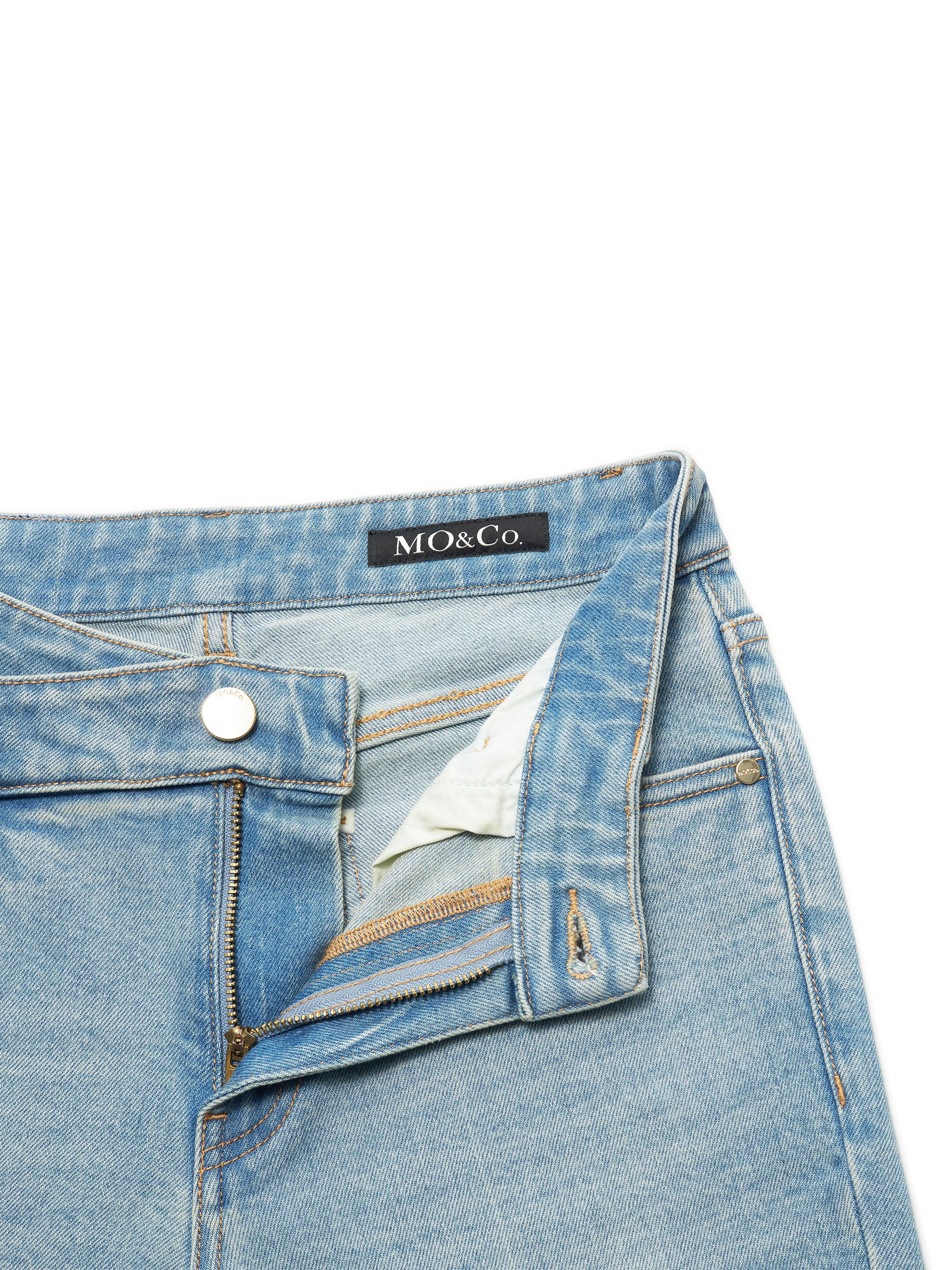 Straight Leg Asymmetric Waistband Denim Jean