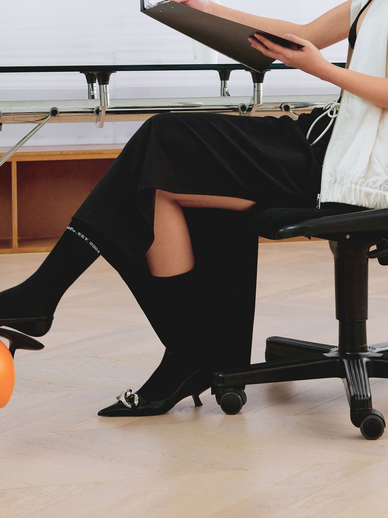 MO&Co. Women's Drawstring Slit Knit Midi Loose Chic  Skirt For Women