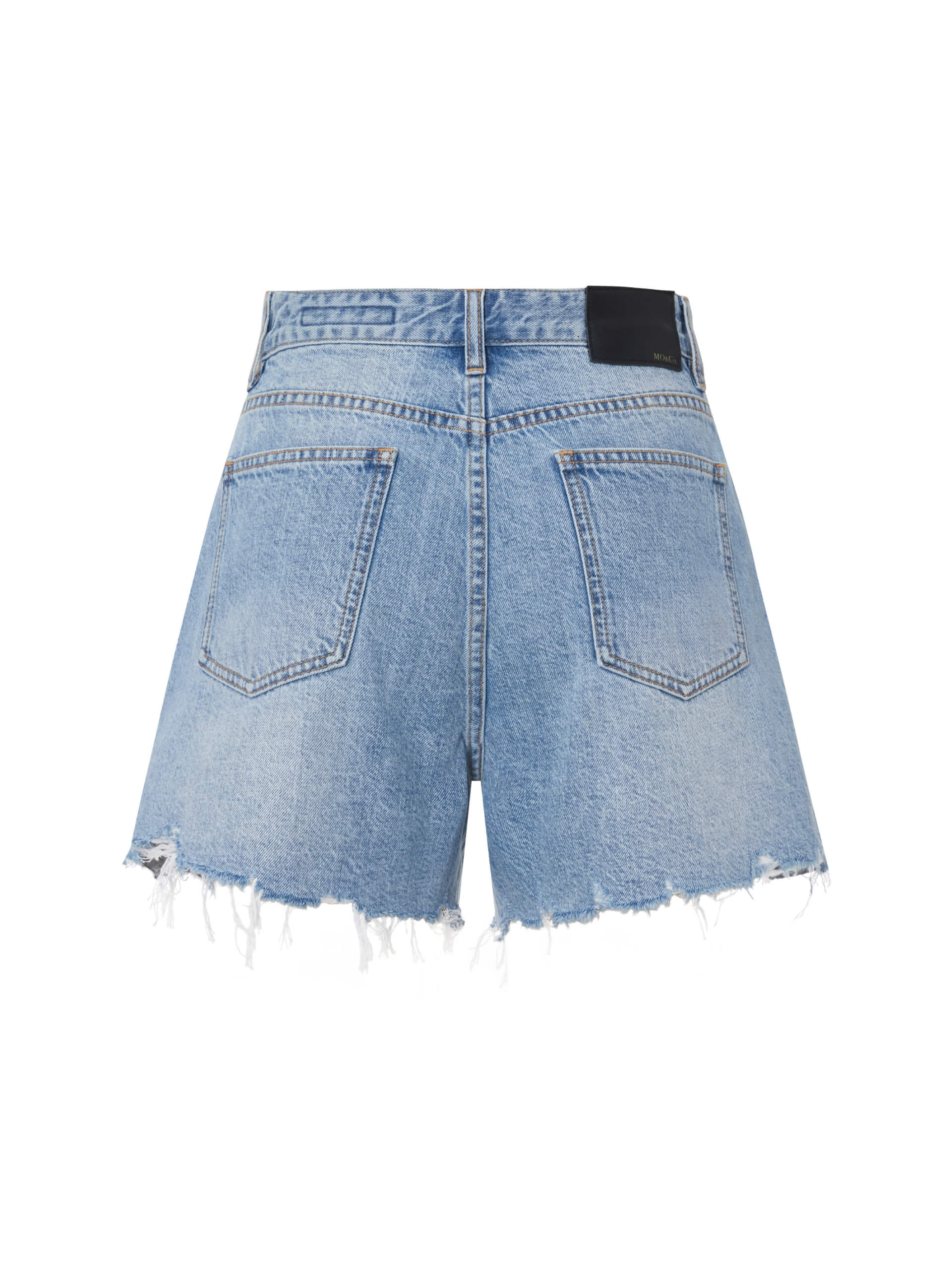 MO&Co. Women's Cotton High Waist Denim Shorts Loose Cowboys Summer