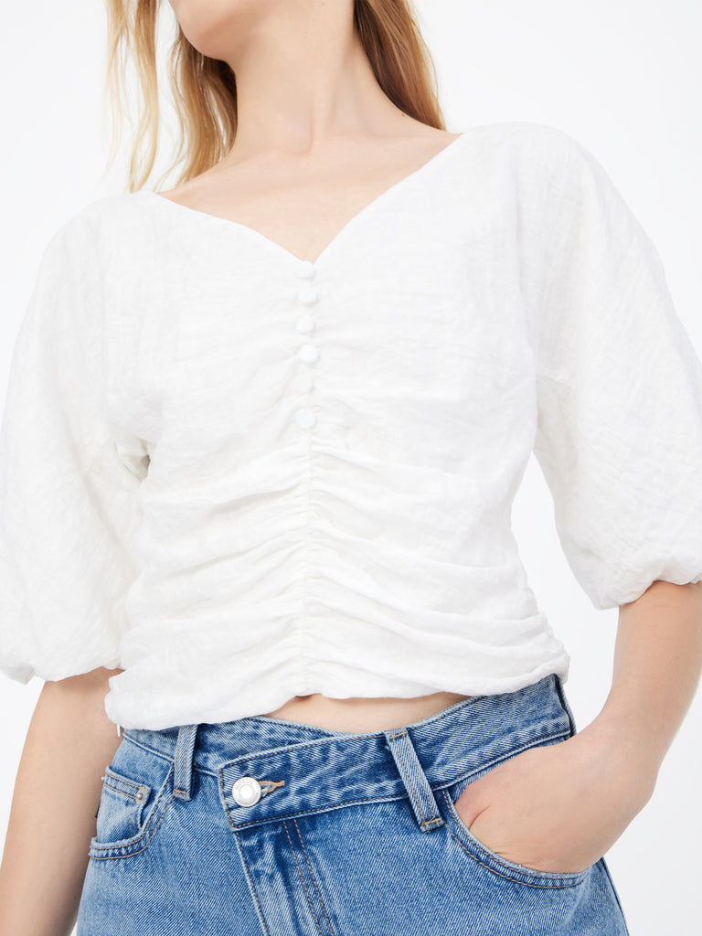Pleated Puff Sleeve Top MBB2TOPT15