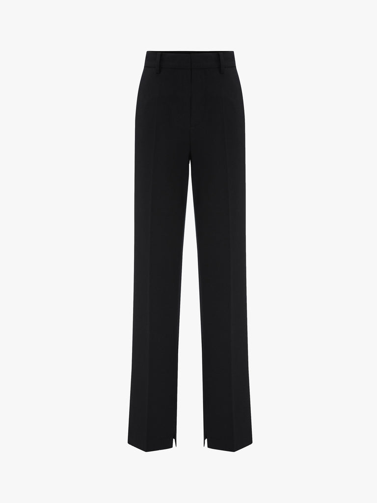 MO&Co. Women's Straight Side Slit Suit Pants Loose Casual Black Stylish