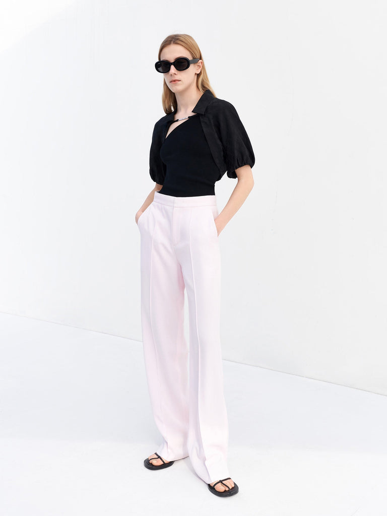 MO&Co. Women High Waist Straight Casual Pants Loose Chic Trouser Pants For Ladies