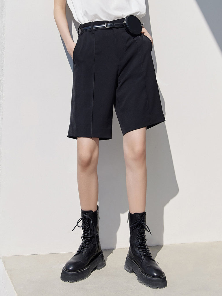 MO&Co. Women's High Waist Suit Shorts Loose Casual Black Summer Shorts For Woman