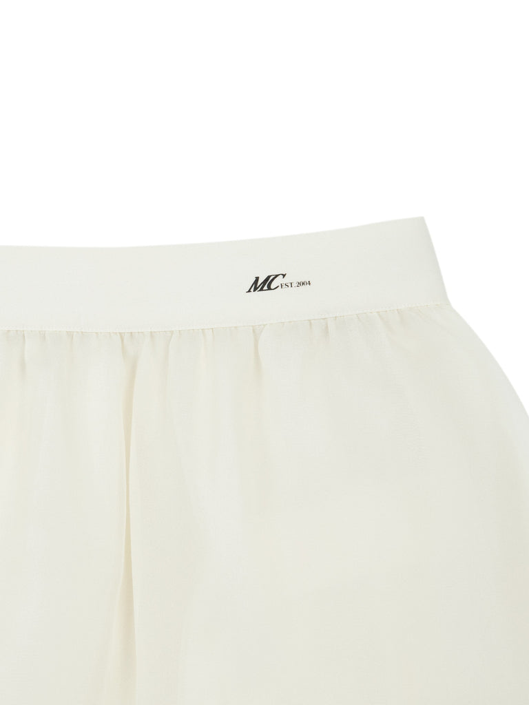 MO&Co. Women's Ruffle Silk Midi Skirt Chic Fitted Black 