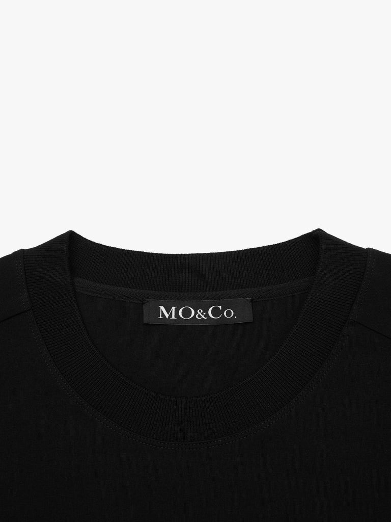 MO&Co. Women's Logo Cotton Tee Dress Classic Fitted Round Neck Black