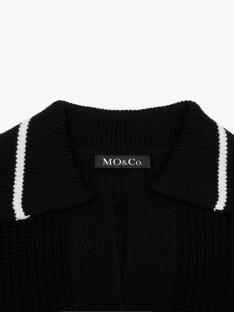 MO&Co. Women's Wool Rib Pullover in Cable Knit Fitted Chic V Neck Pullover